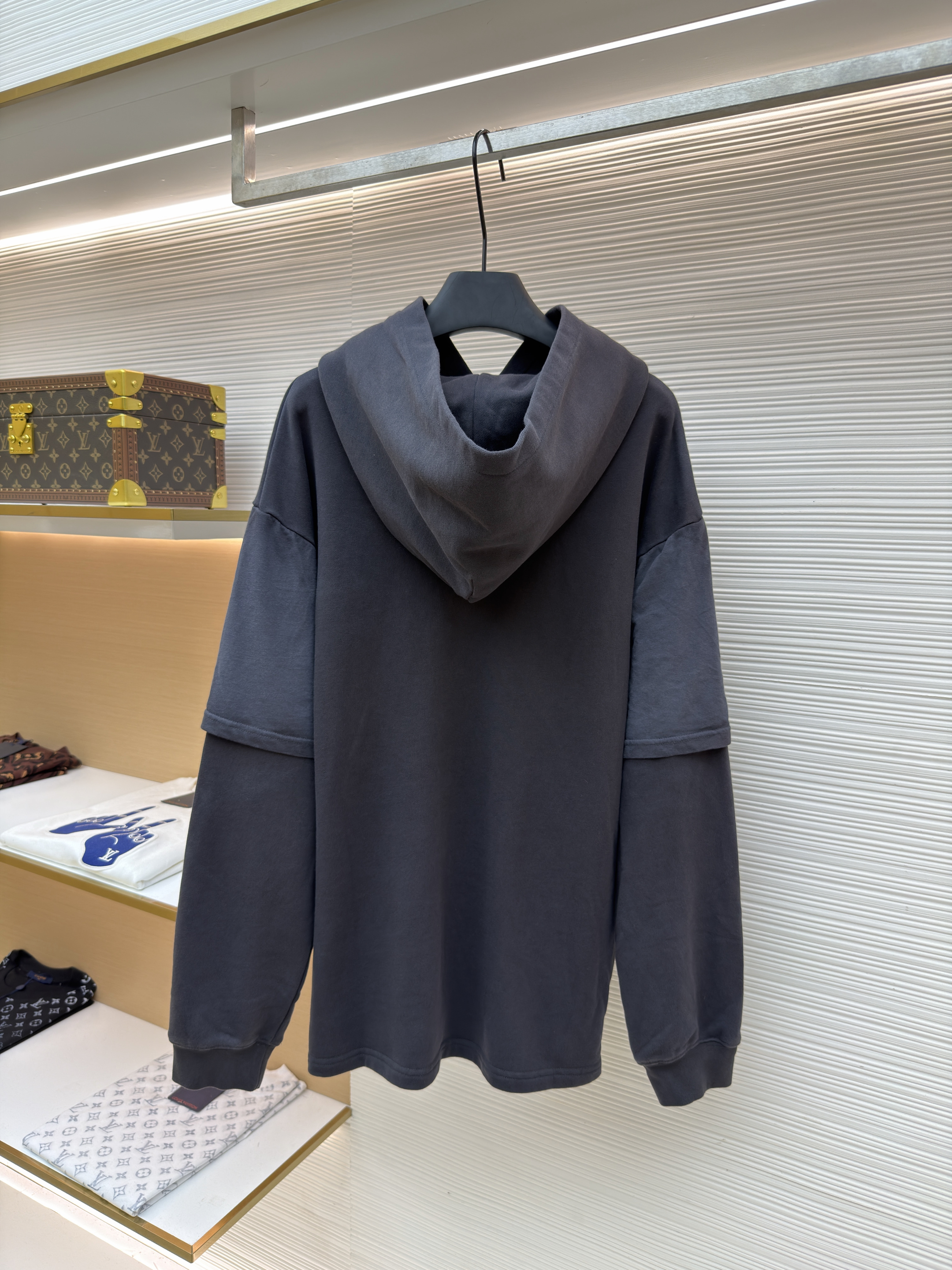 Acne Studios 假两件徽标叠层渐变连帽卫衣 连帽衫 外套 长袖 卡其色 黑色 B2