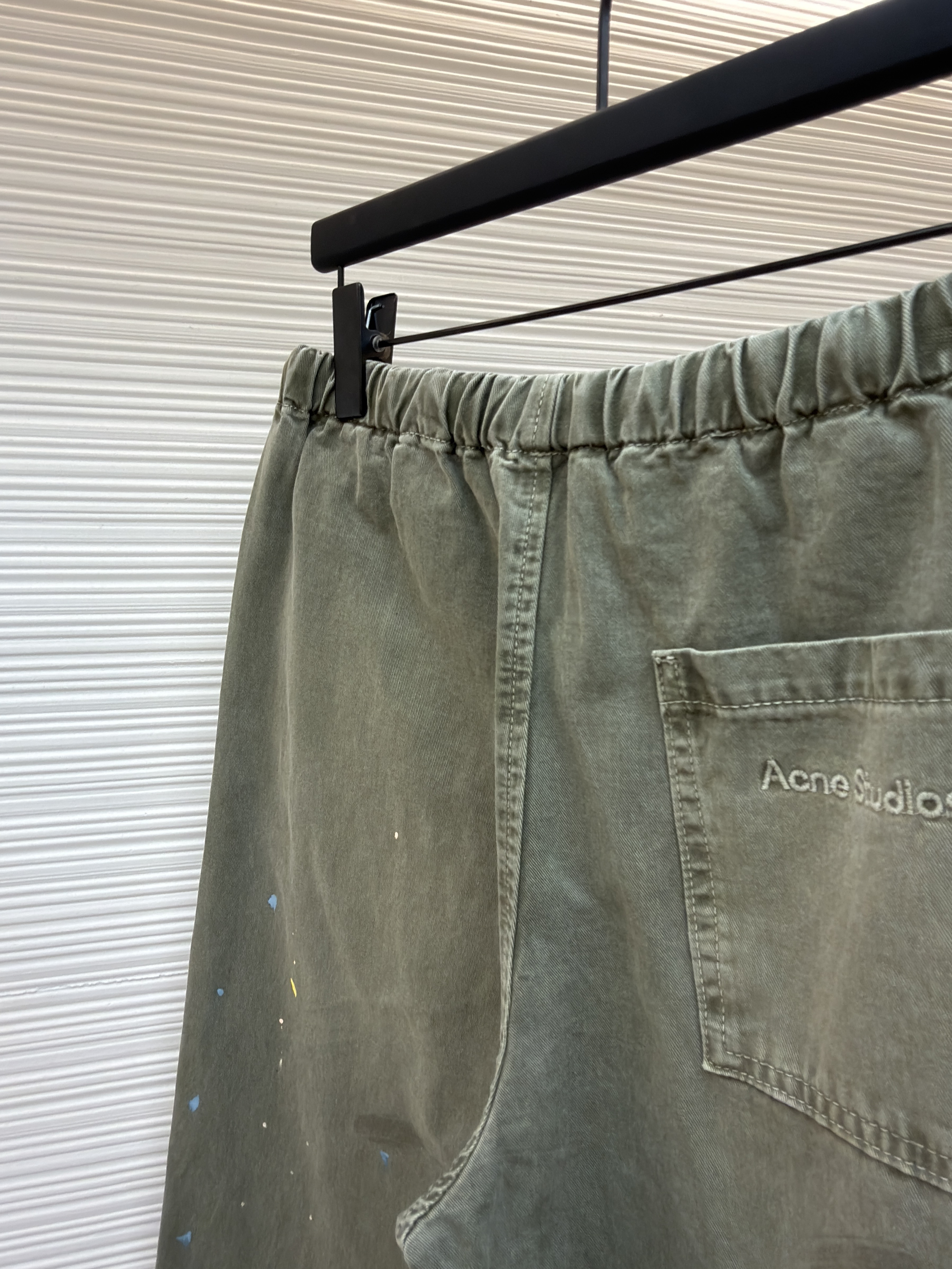 Acne Studios 刺绣徽标涂鸦松紧腰长裤 裤子 休闲裤 绿色 黑色 B0
