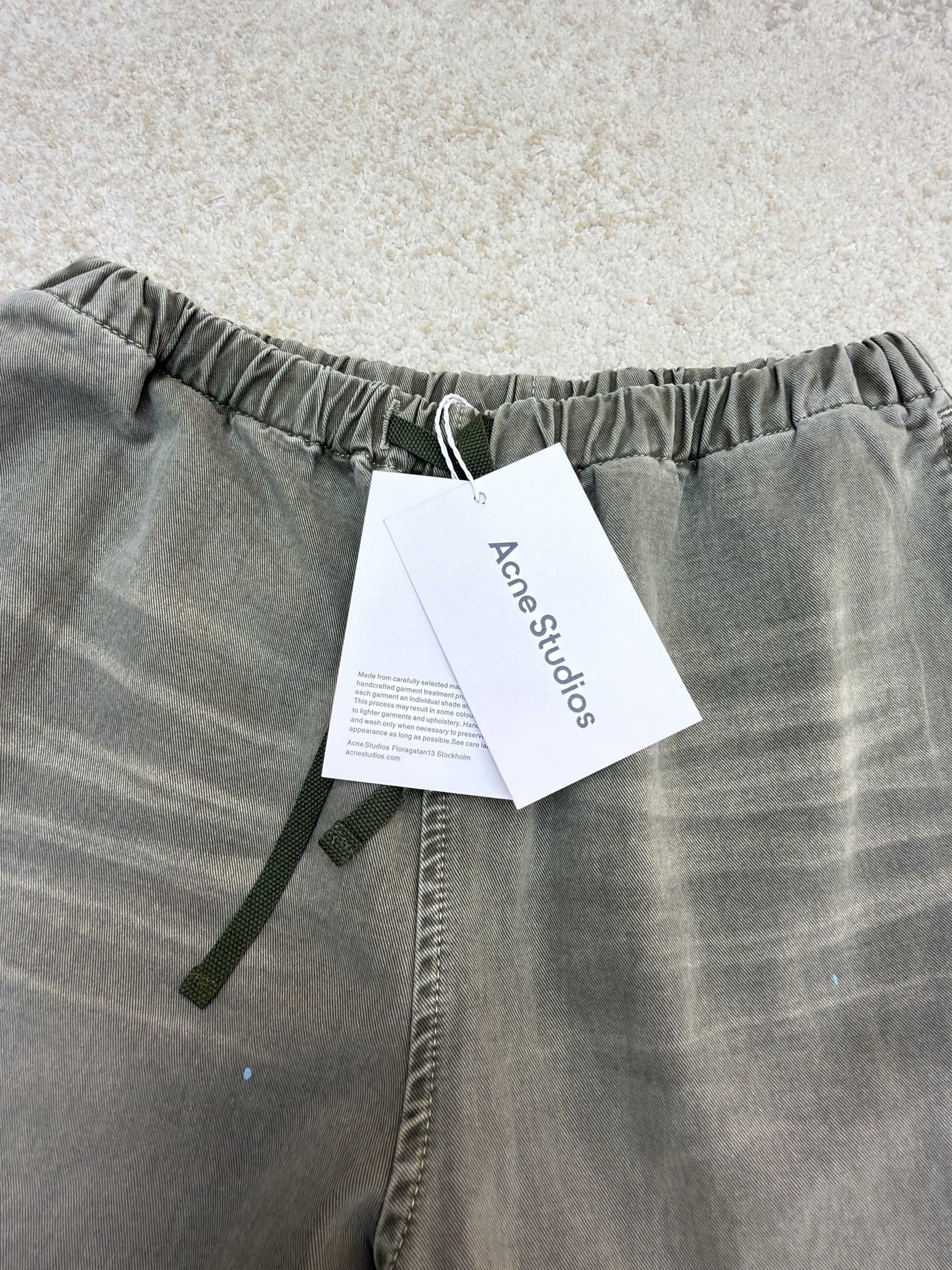 Acne Studios 刺绣徽标涂鸦松紧腰长裤 裤子 休闲裤 绿色 黑色 B0