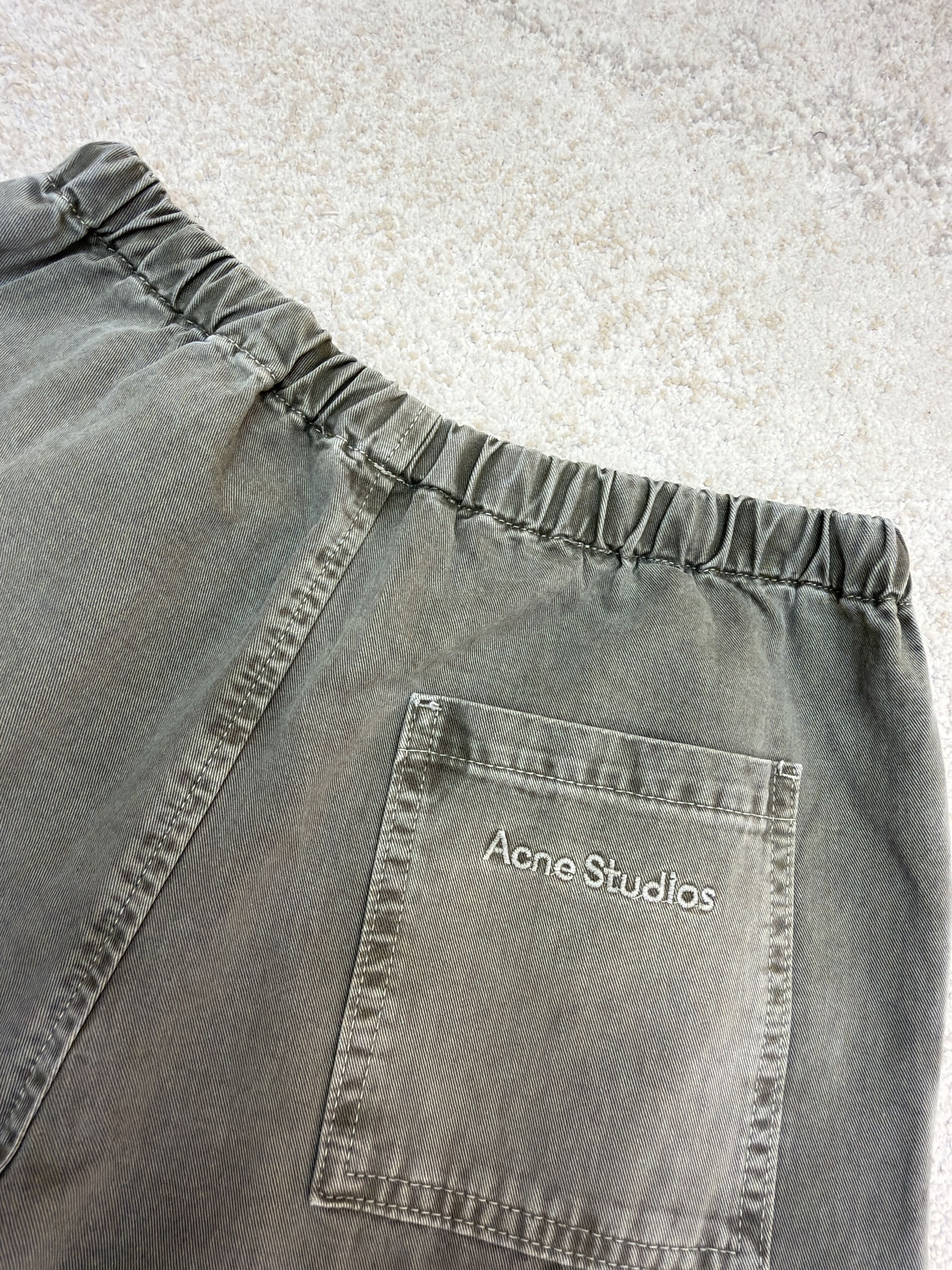 Acne Studios 刺绣徽标涂鸦松紧腰长裤 裤子 休闲裤 绿色 黑色 B0