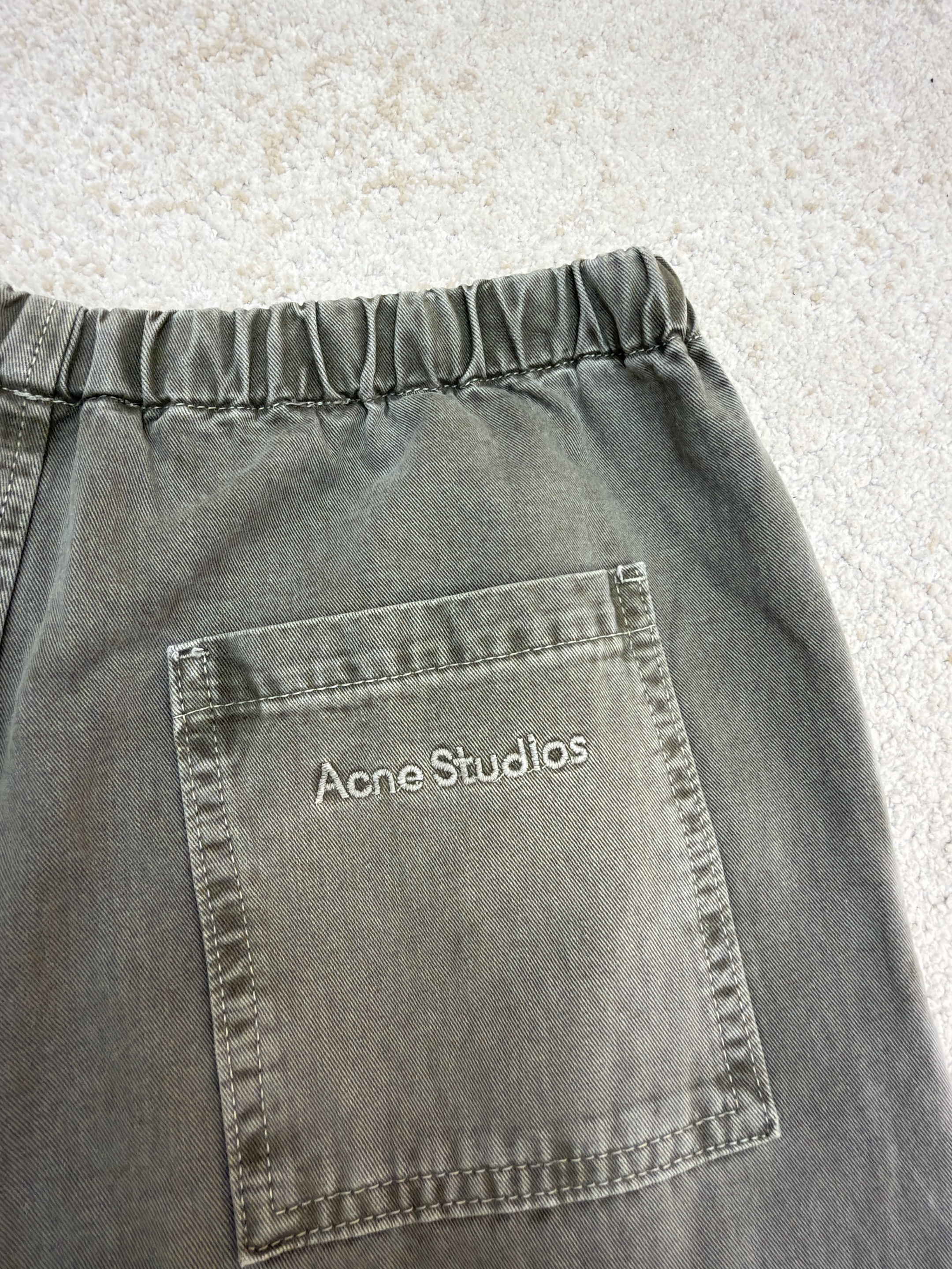 Acne Studios 刺绣徽标涂鸦松紧腰长裤 裤子 休闲裤 绿色 黑色 B0