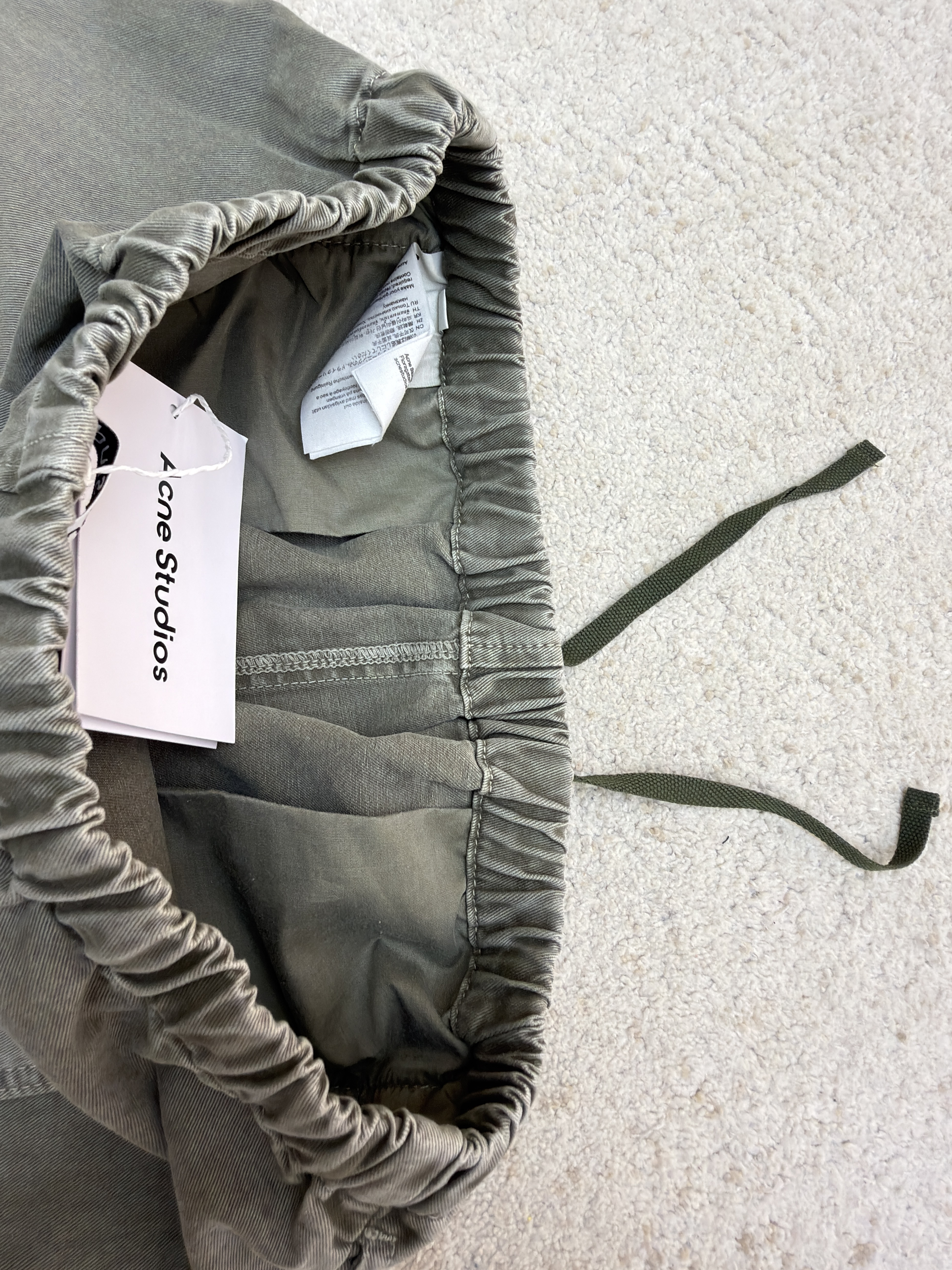 Acne Studios 刺绣徽标涂鸦松紧腰长裤 裤子 休闲裤 绿色 黑色 B0