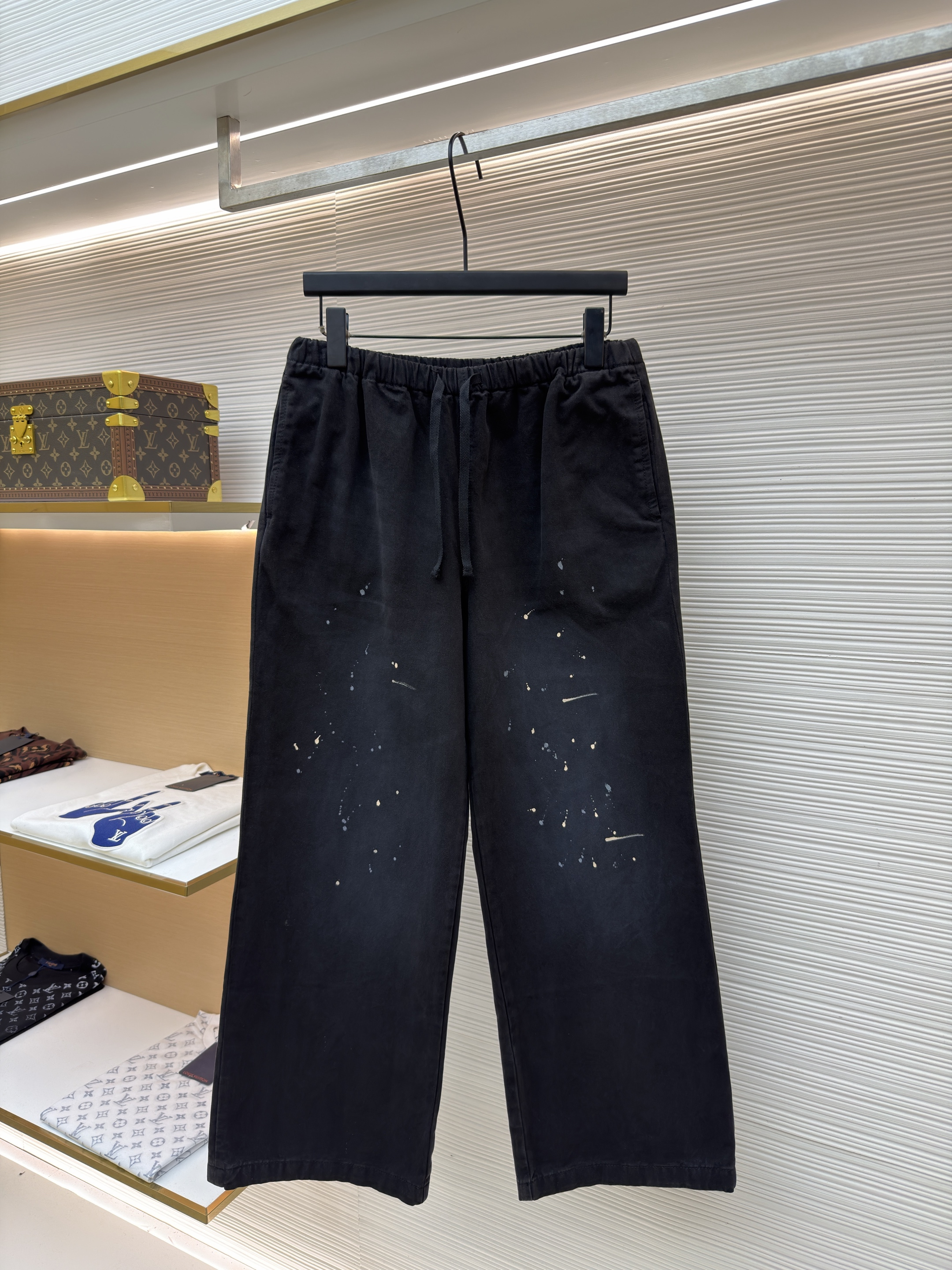Acne Studios 刺绣徽标涂鸦松紧腰长裤 裤子 休闲裤 绿色 黑色 B0