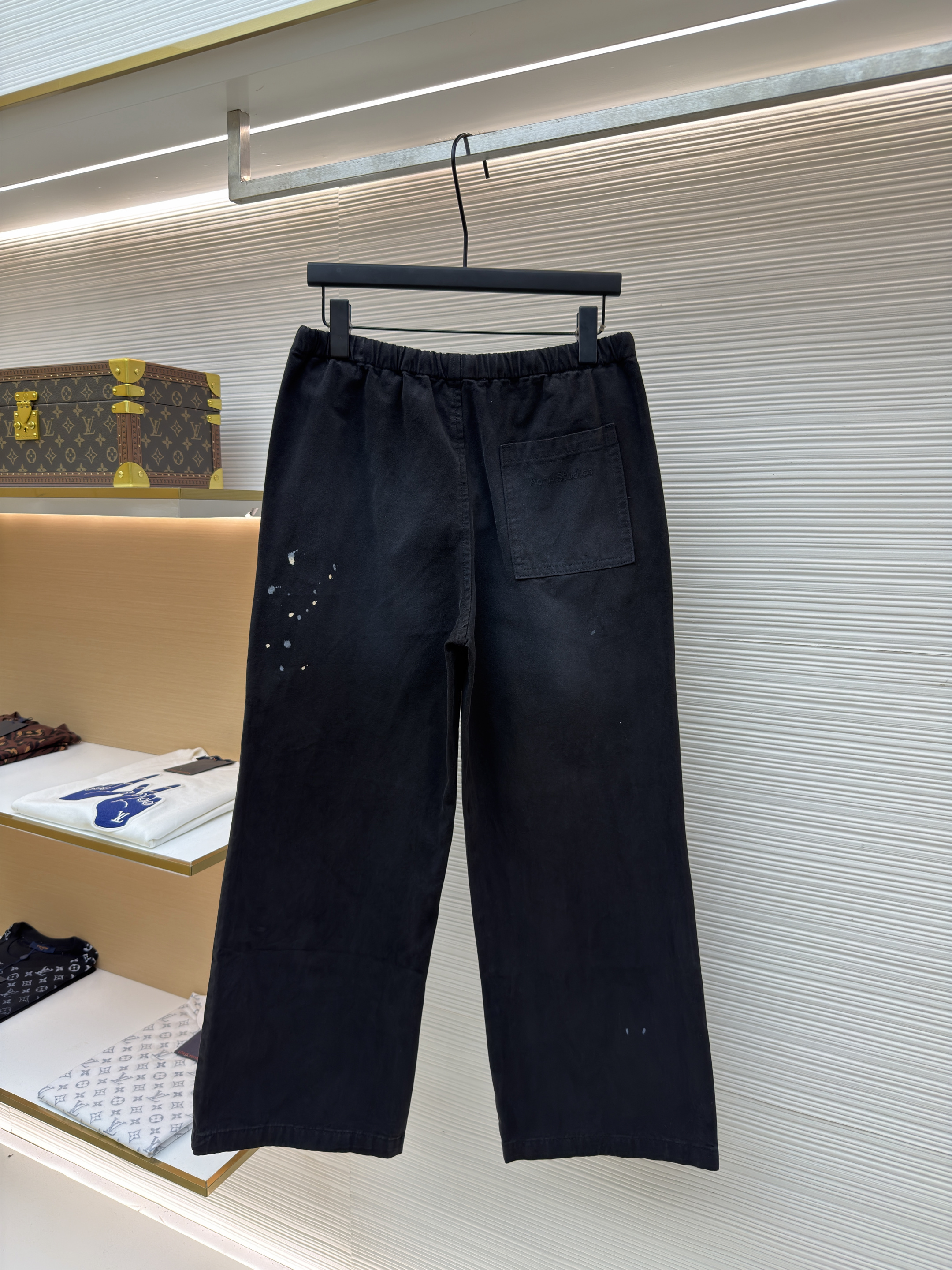 Acne Studios 刺绣徽标涂鸦松紧腰长裤 裤子 休闲裤 绿色 黑色 B0