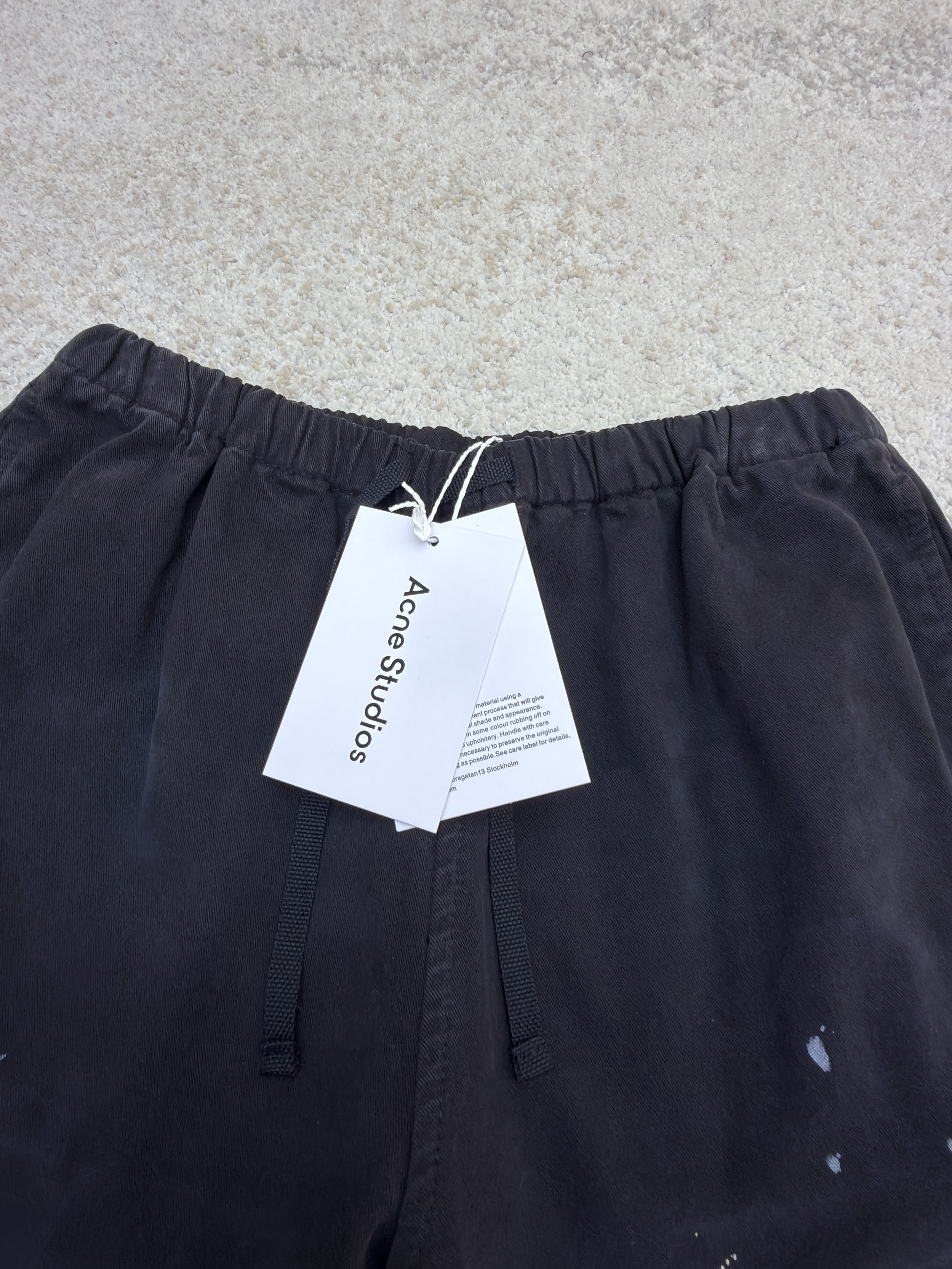 Acne Studios 刺绣徽标涂鸦松紧腰长裤 裤子 休闲裤 绿色 黑色 B0