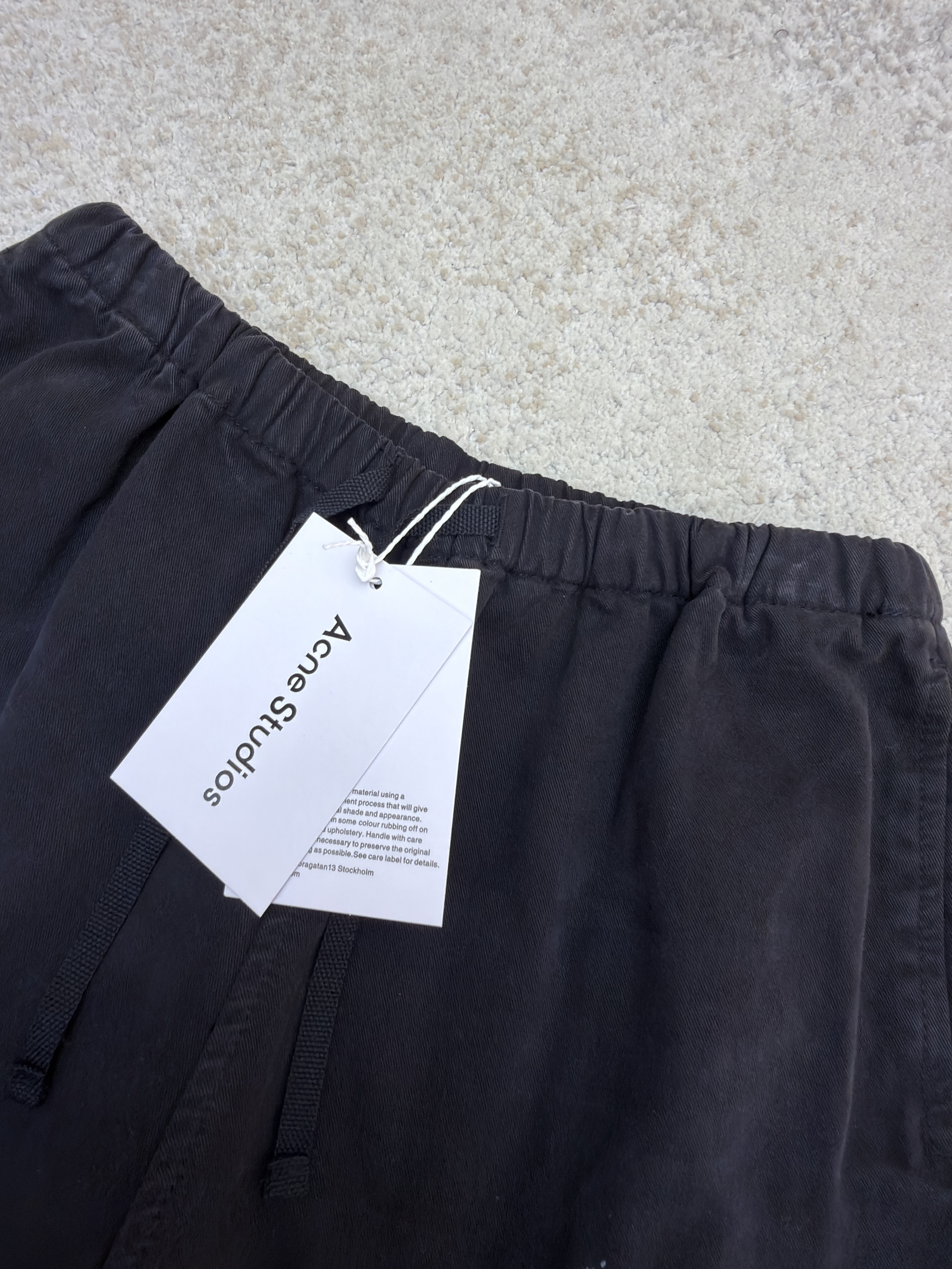 Acne Studios 刺绣徽标涂鸦松紧腰长裤 裤子 休闲裤 绿色 黑色 B0