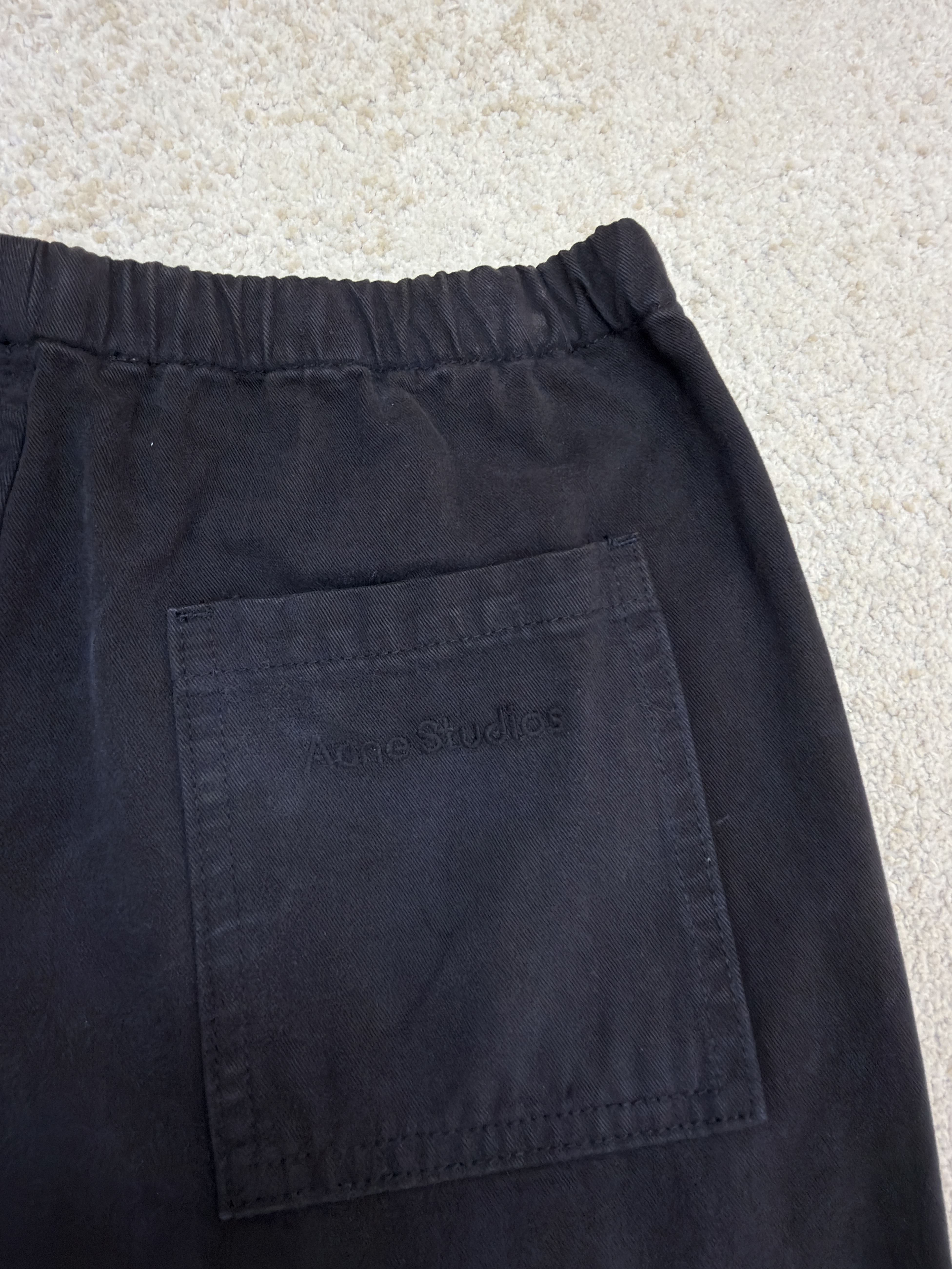 Acne Studios 刺绣徽标涂鸦松紧腰长裤 裤子 休闲裤 绿色 黑色 B0