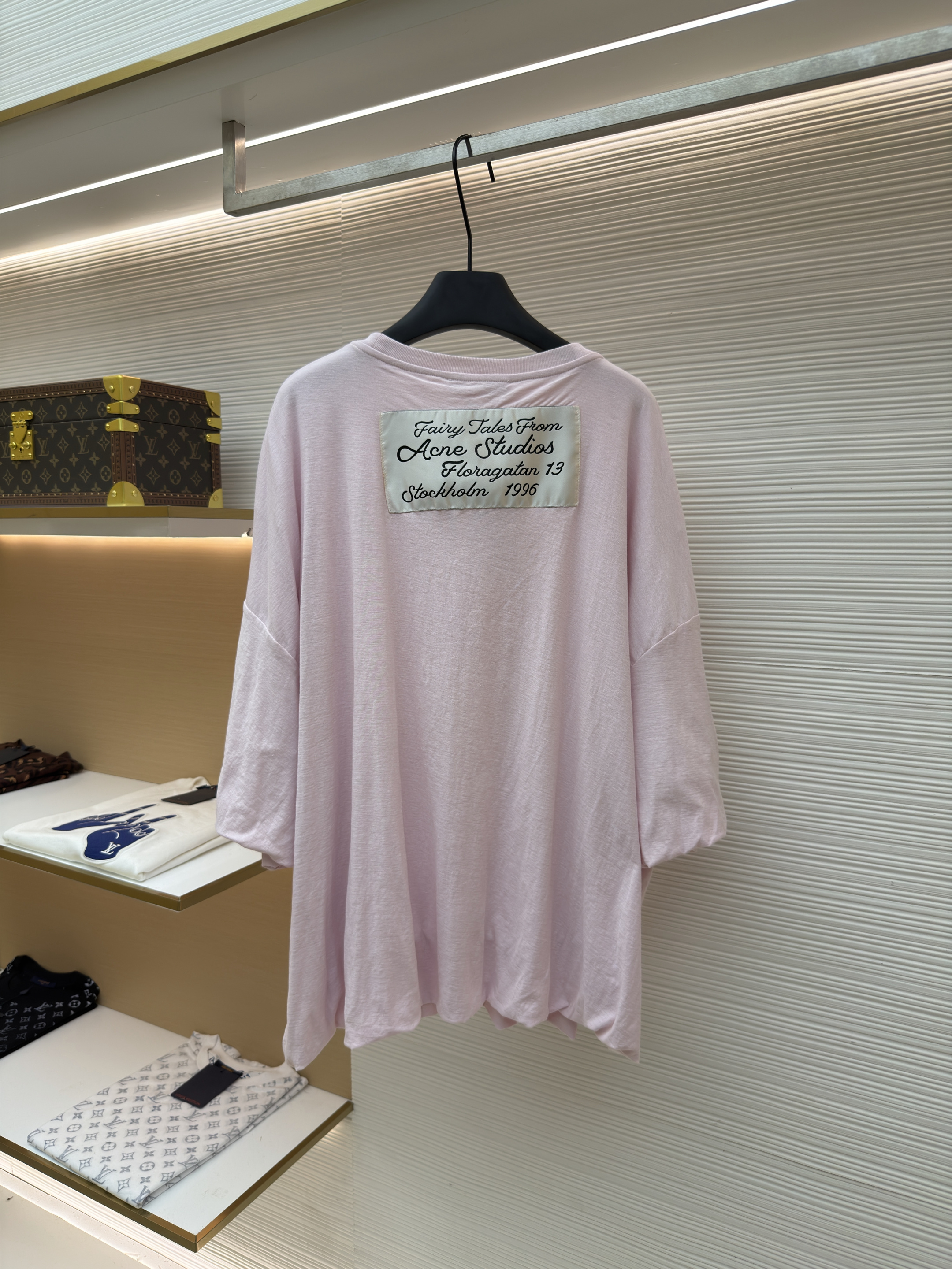 Acne Studios 背面标识宽松圆领T恤 短袖 夏款 粉色 A7