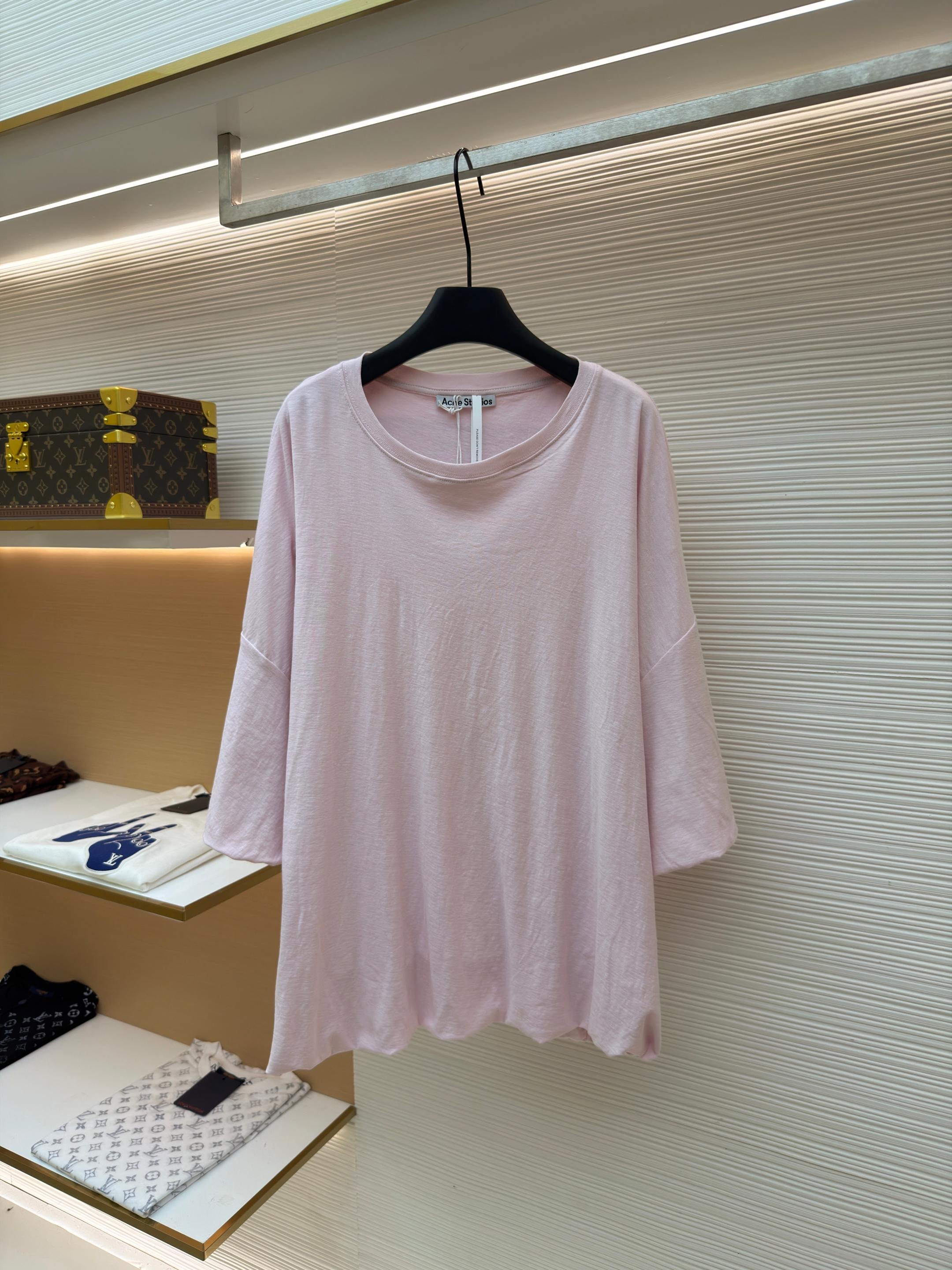 Acne Studios 背面标识宽松圆领T恤 短袖 夏款 粉色 A7