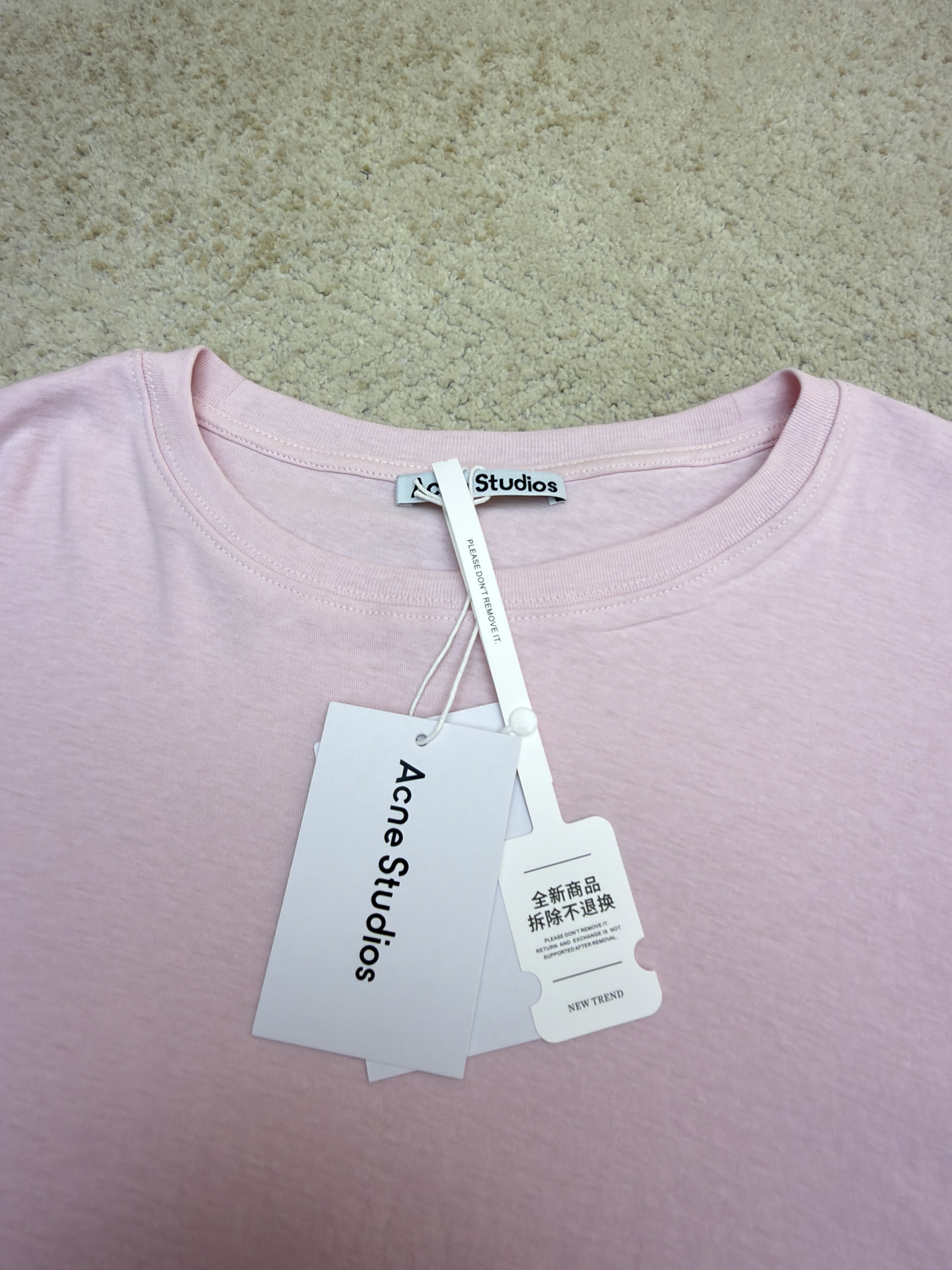Acne Studios 背面标识宽松圆领T恤 短袖 夏款 粉色 A7