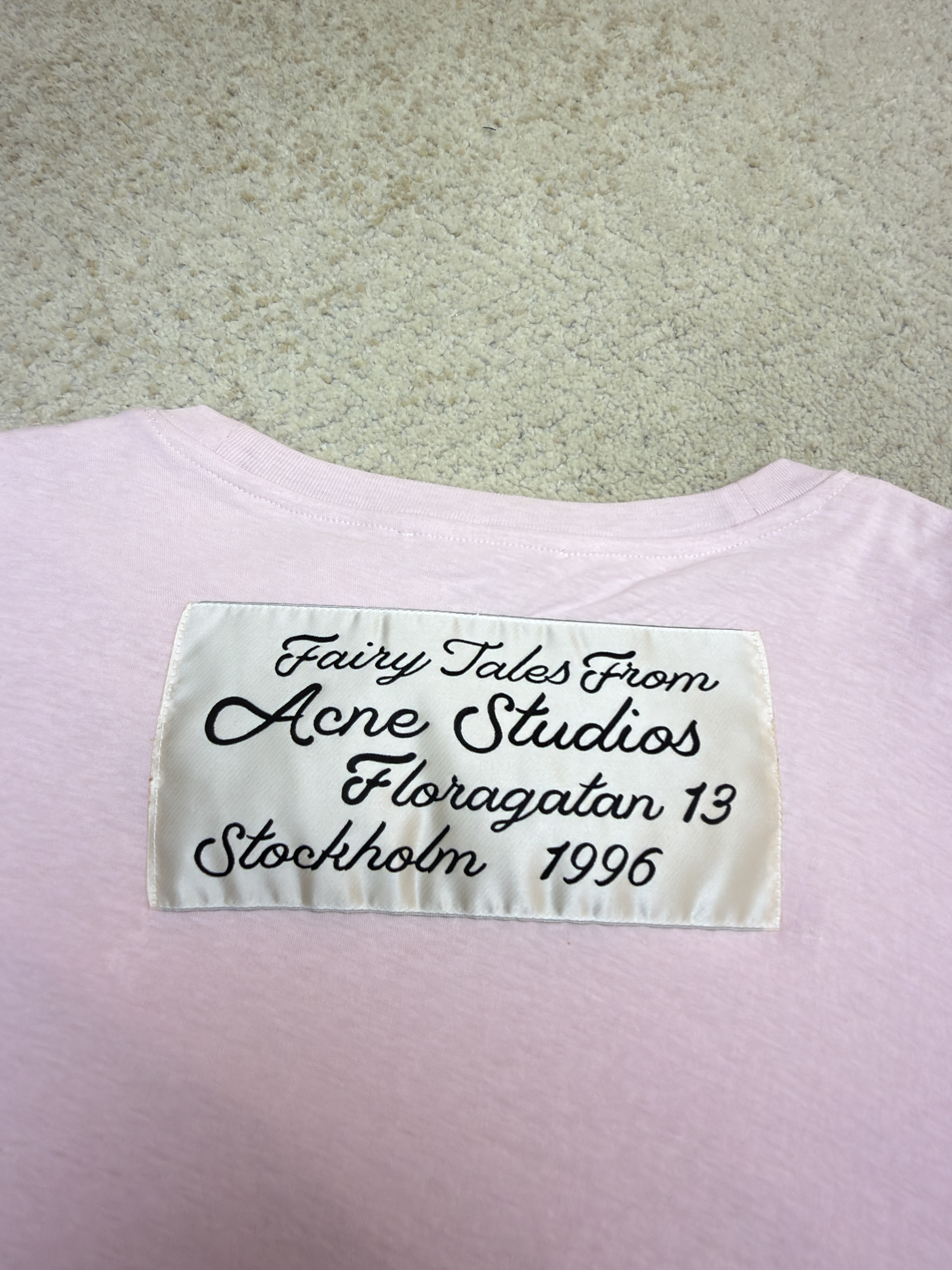 Acne Studios 背面标识宽松圆领T恤 短袖 夏款 粉色 A7