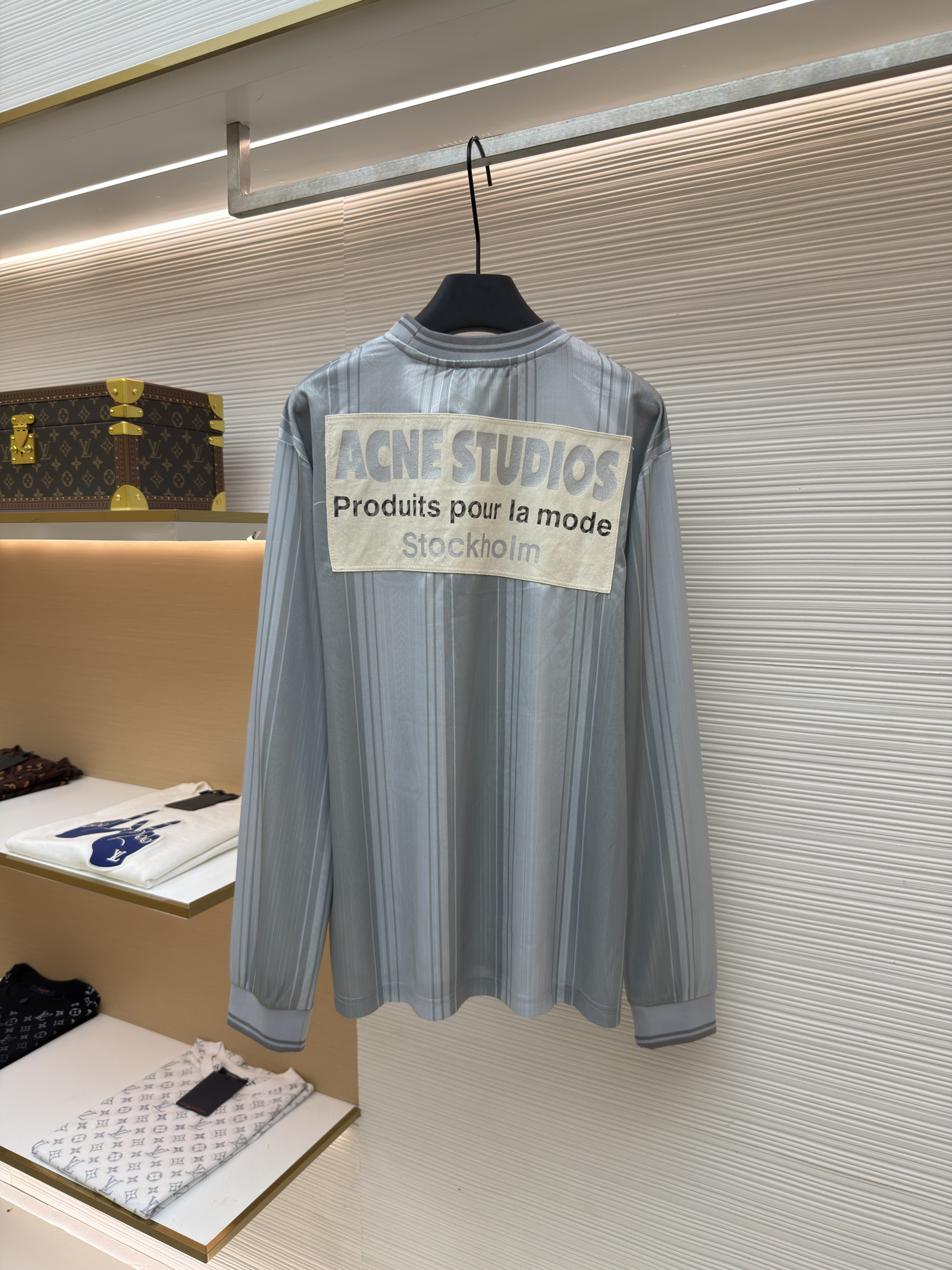 Acne Studios 足球服提花面料徽标长袖T恤 蓝色 白色 A7 BL0437-100
