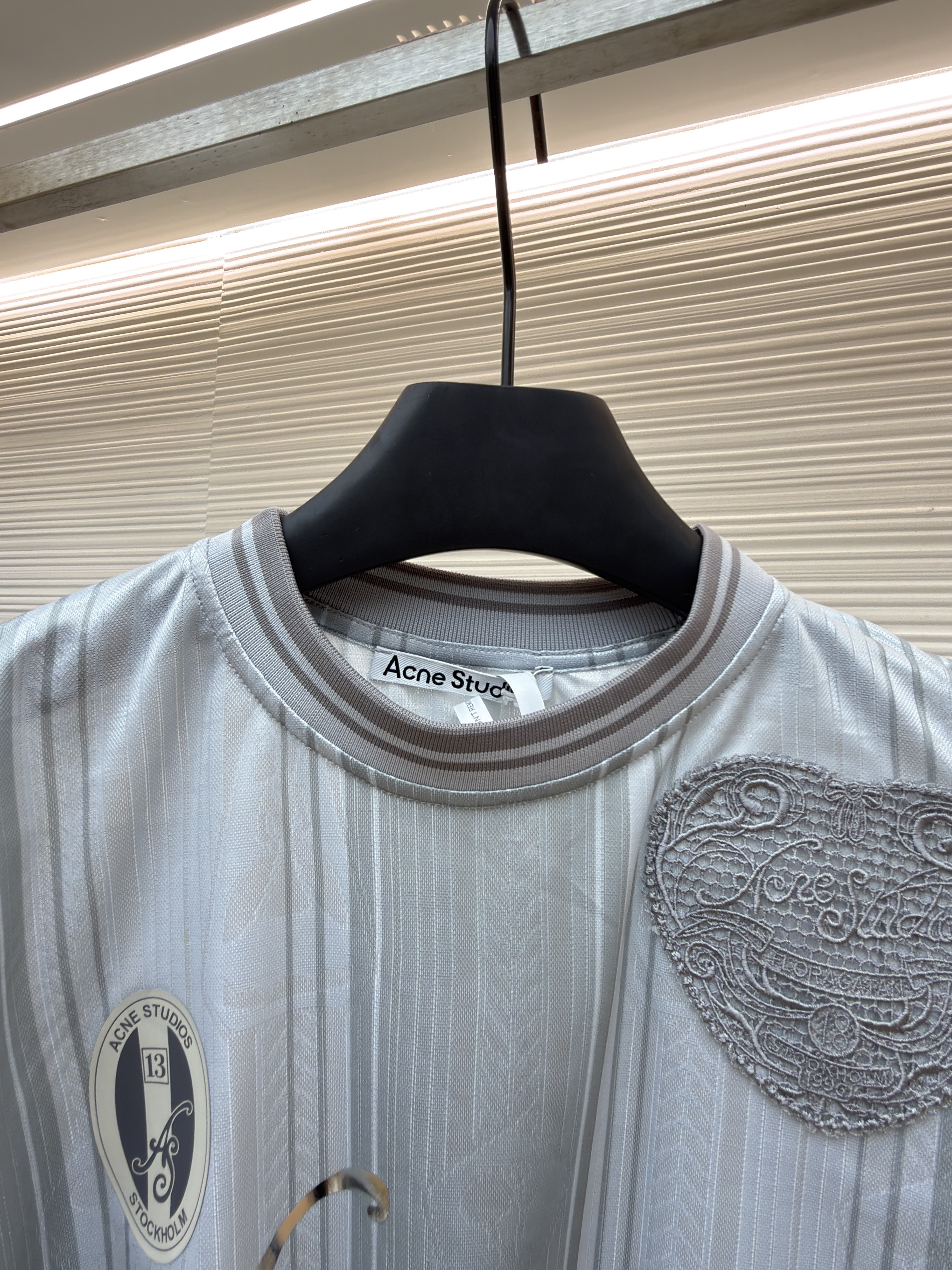 Acne Studios 足球服提花面料徽标长袖T恤 蓝色 白色 A7 BL0437-100
