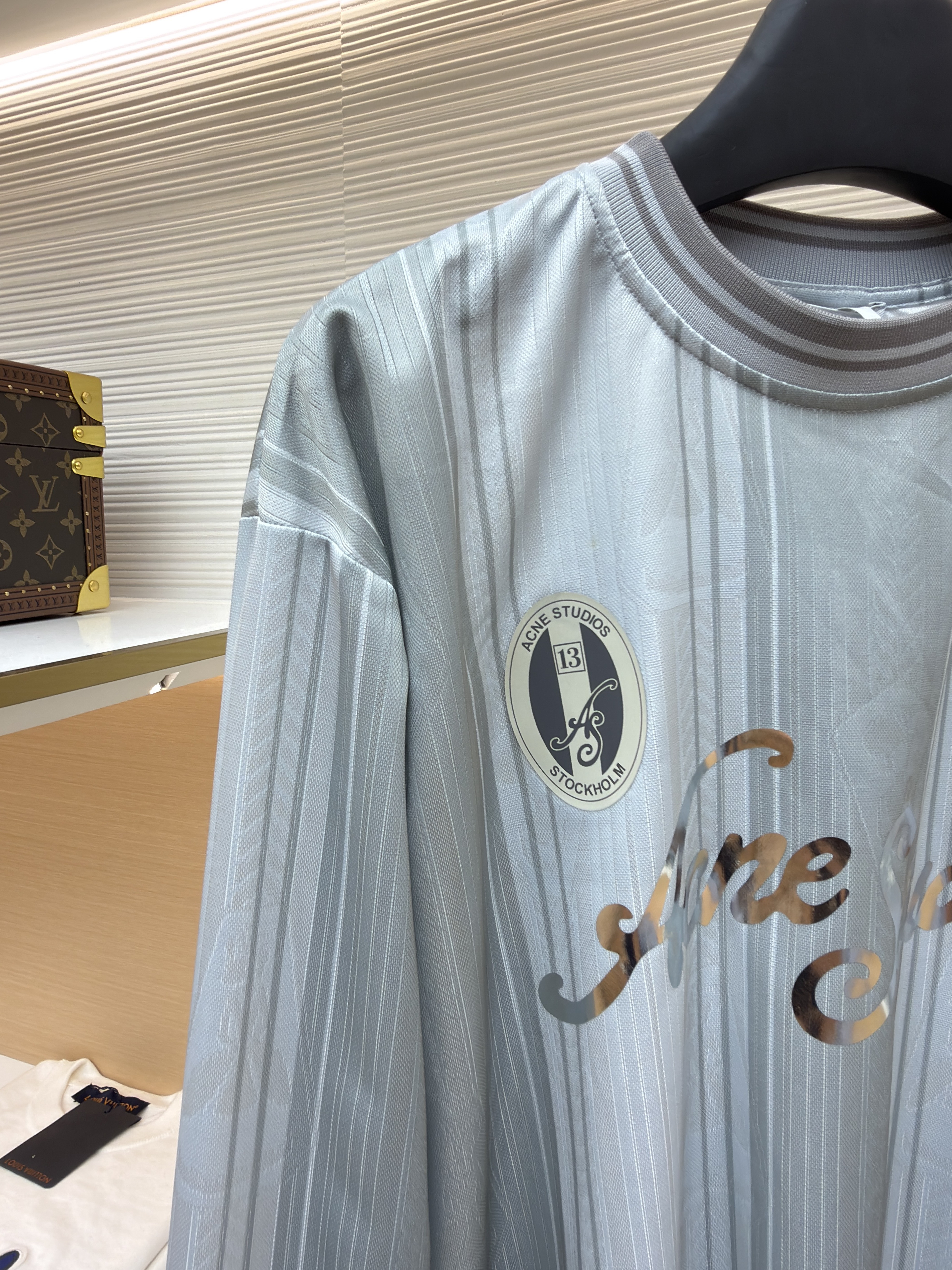 Acne Studios 足球服提花面料徽标长袖T恤 蓝色 白色 A7 BL0437-100