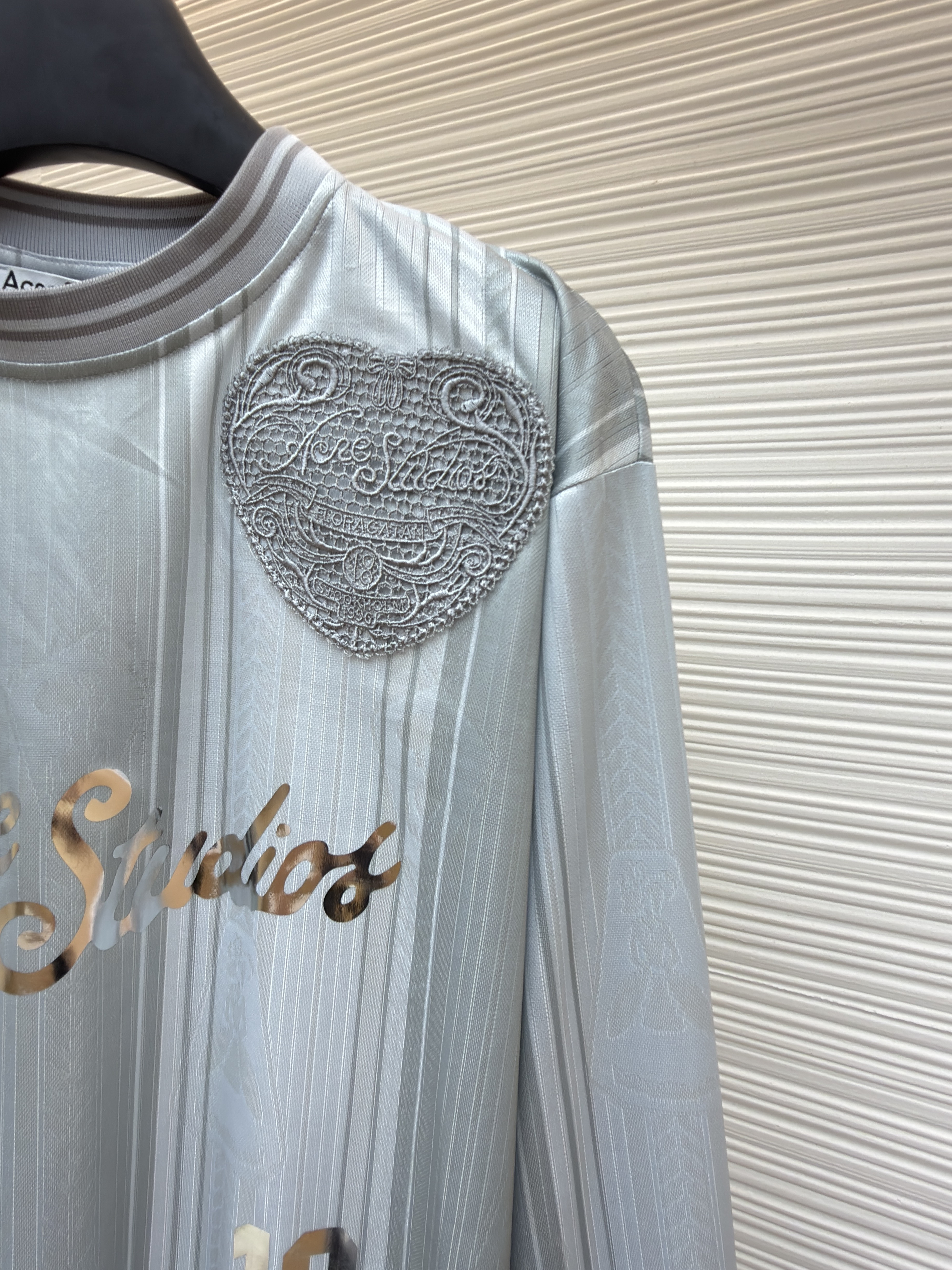 Acne Studios 足球服提花面料徽标长袖T恤 蓝色 白色 A7 BL0437-100