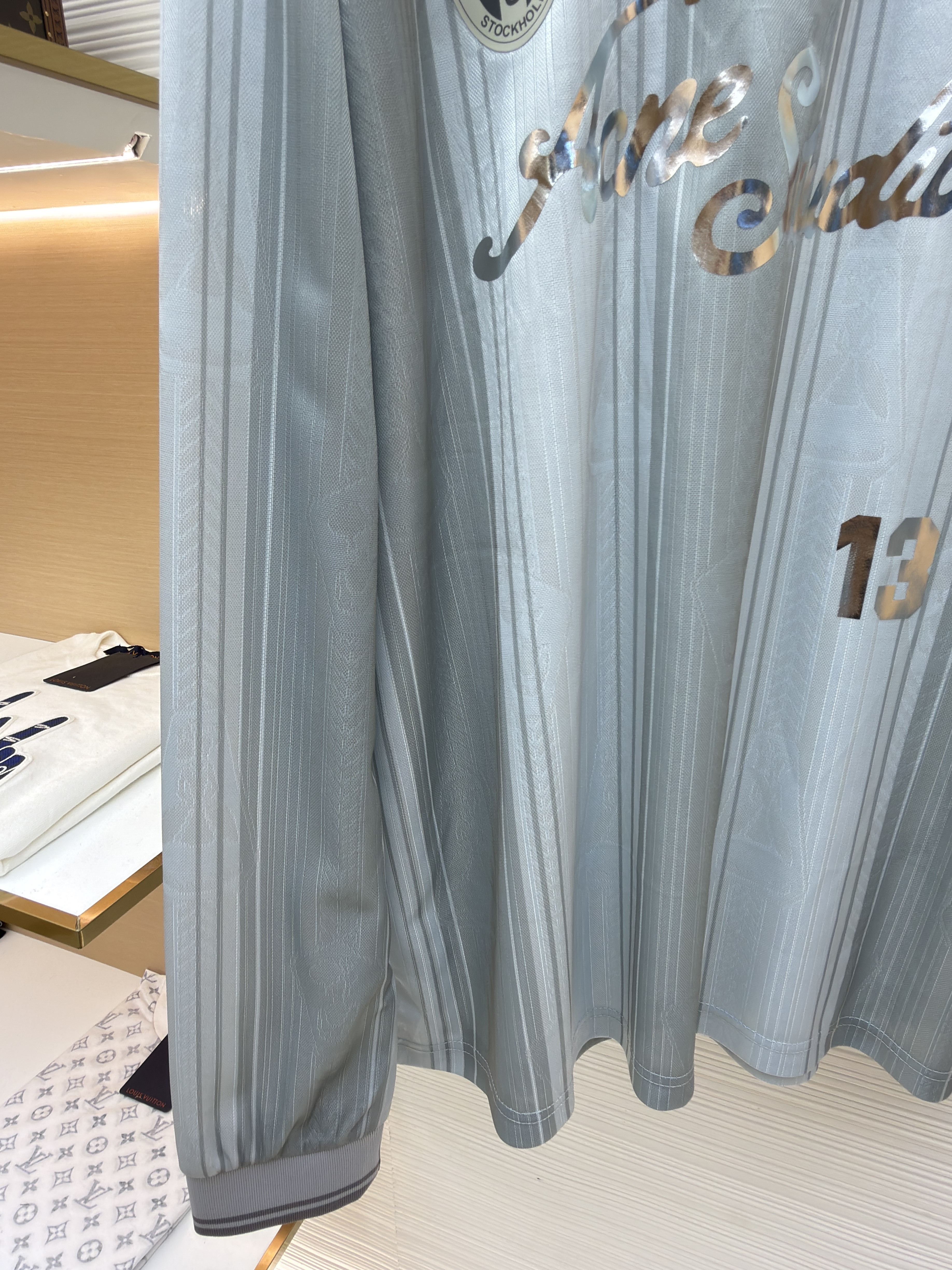 Acne Studios 足球服提花面料徽标长袖T恤 蓝色 白色 A7 BL0437-100