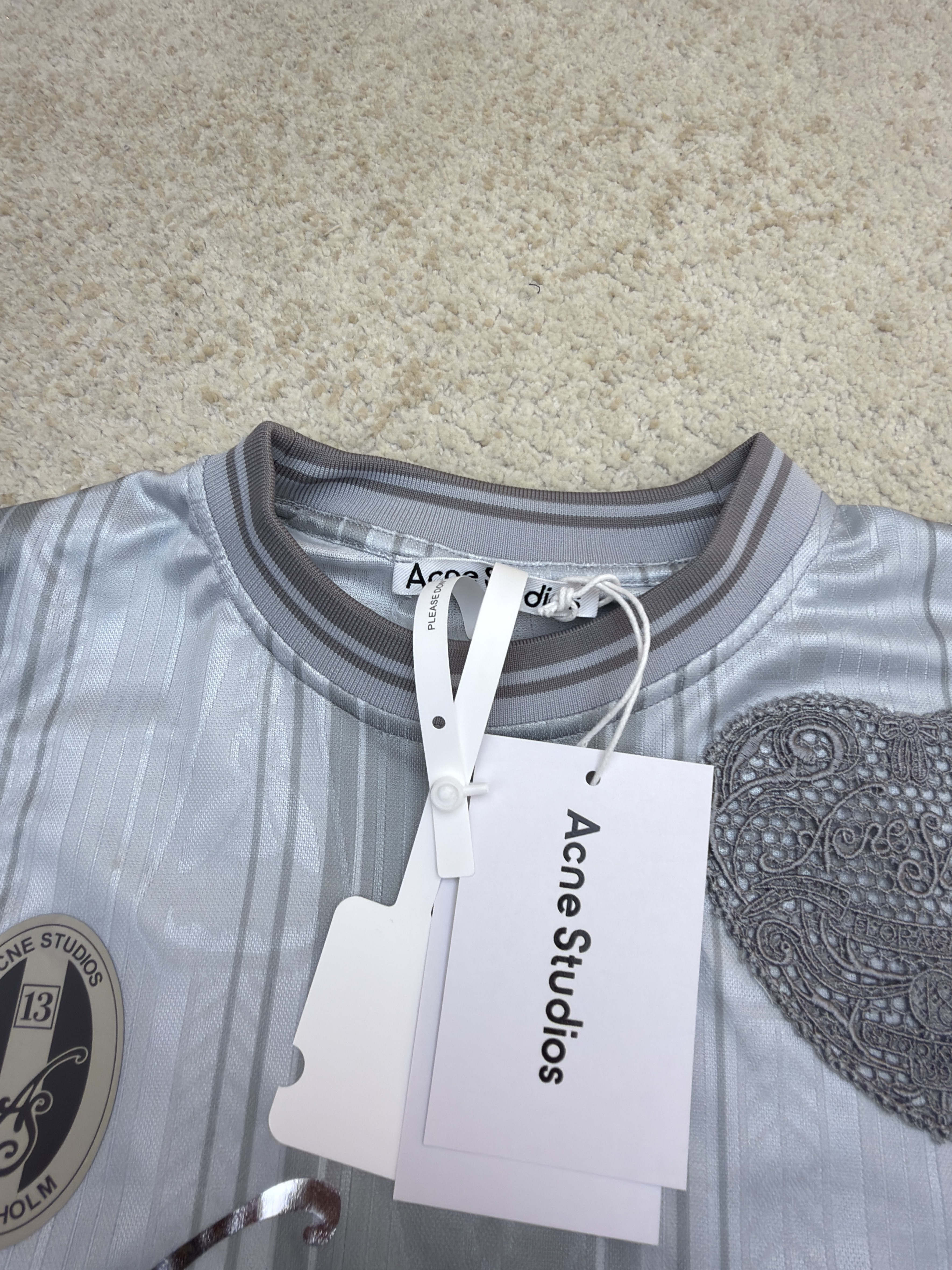 Acne Studios 足球服提花面料徽标长袖T恤 蓝色 白色 A7 BL0437-100