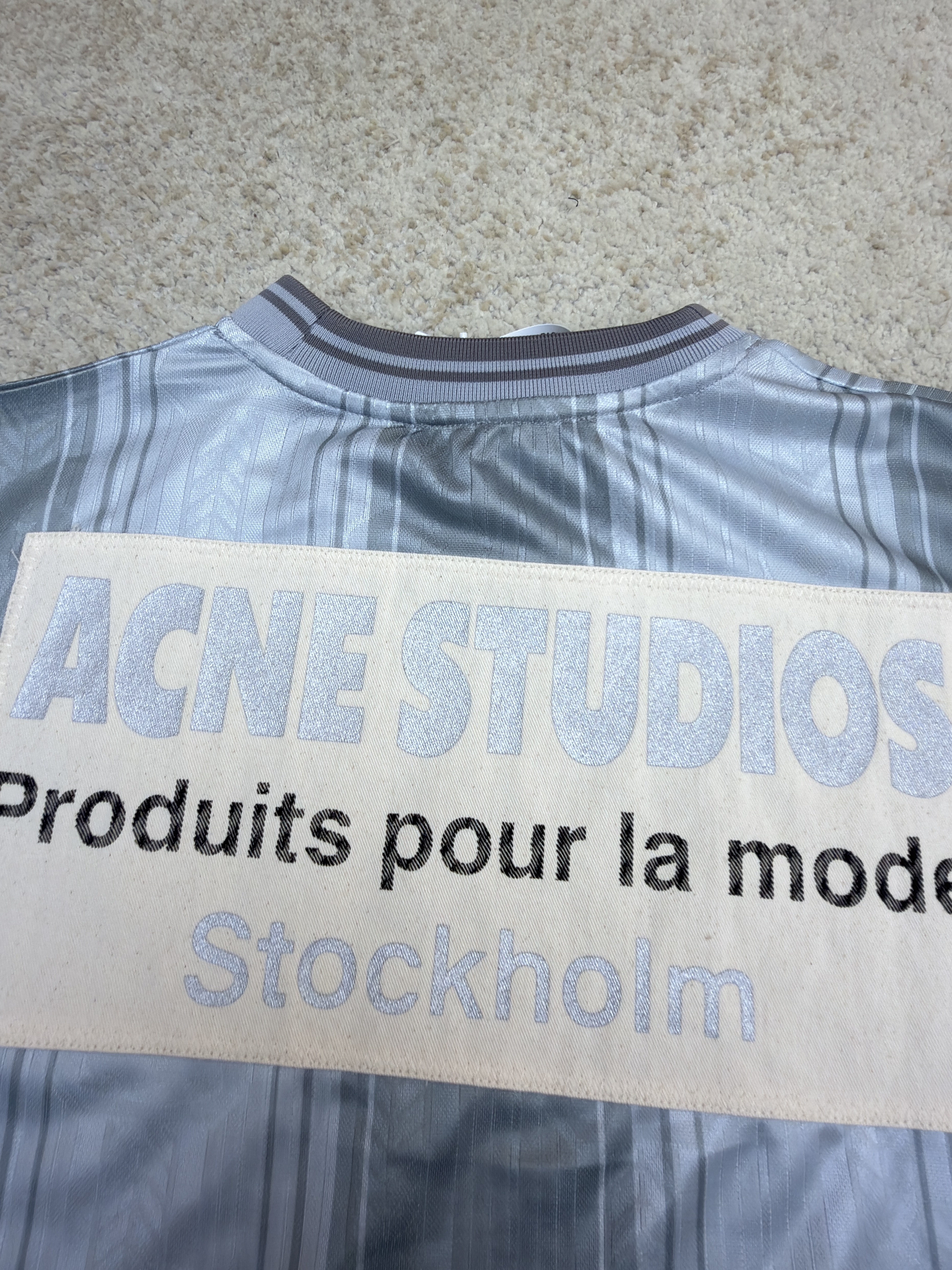 Acne Studios 足球服提花面料徽标长袖T恤 蓝色 白色 A7 BL0437-100