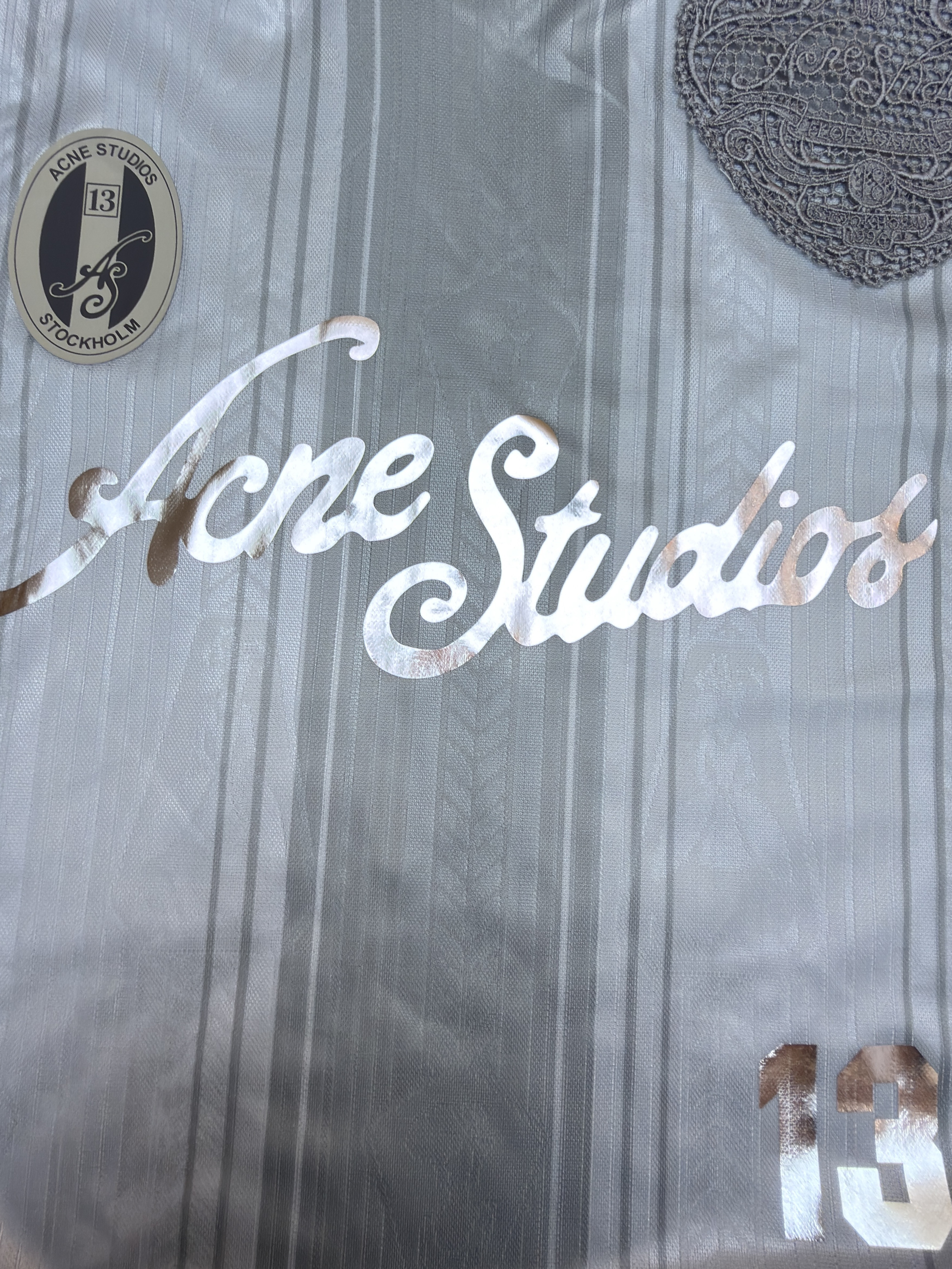 Acne Studios 足球服提花面料徽标长袖T恤 蓝色 白色 A7 BL0437-100