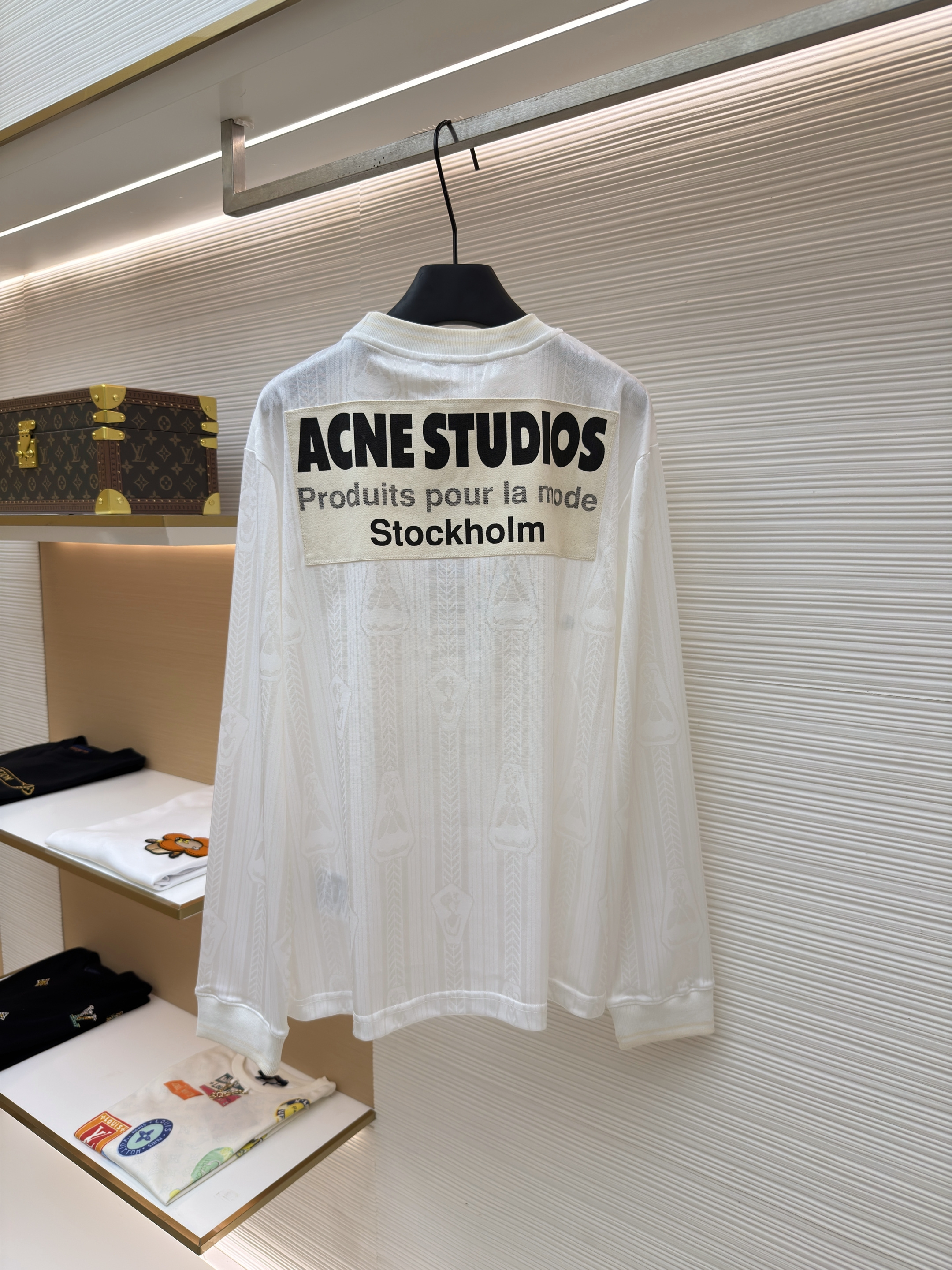 Acne Studios 足球服提花面料徽标长袖T恤 蓝色 白色 A7 BL0437-100