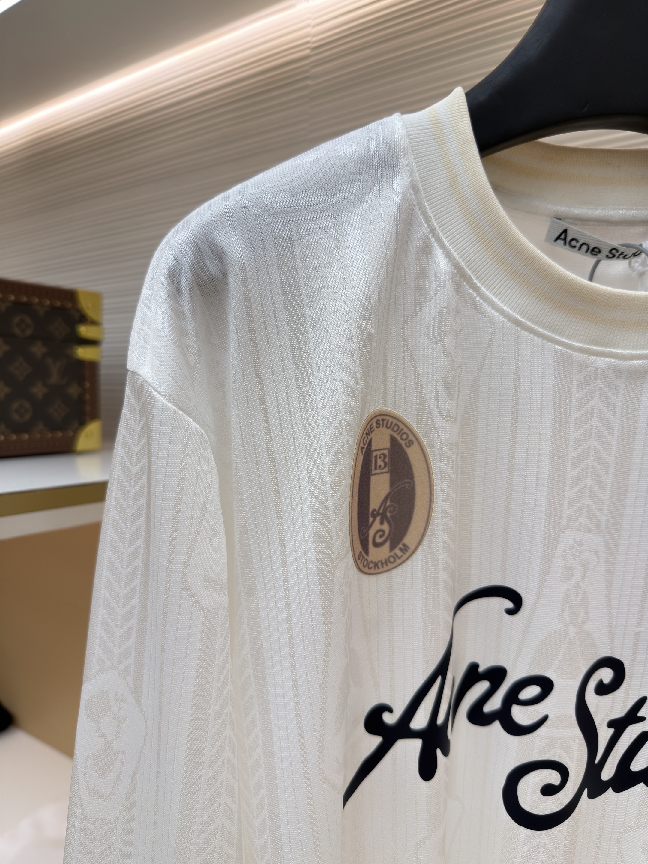 Acne Studios 足球服提花面料徽标长袖T恤 蓝色 白色 A7 BL0437-100