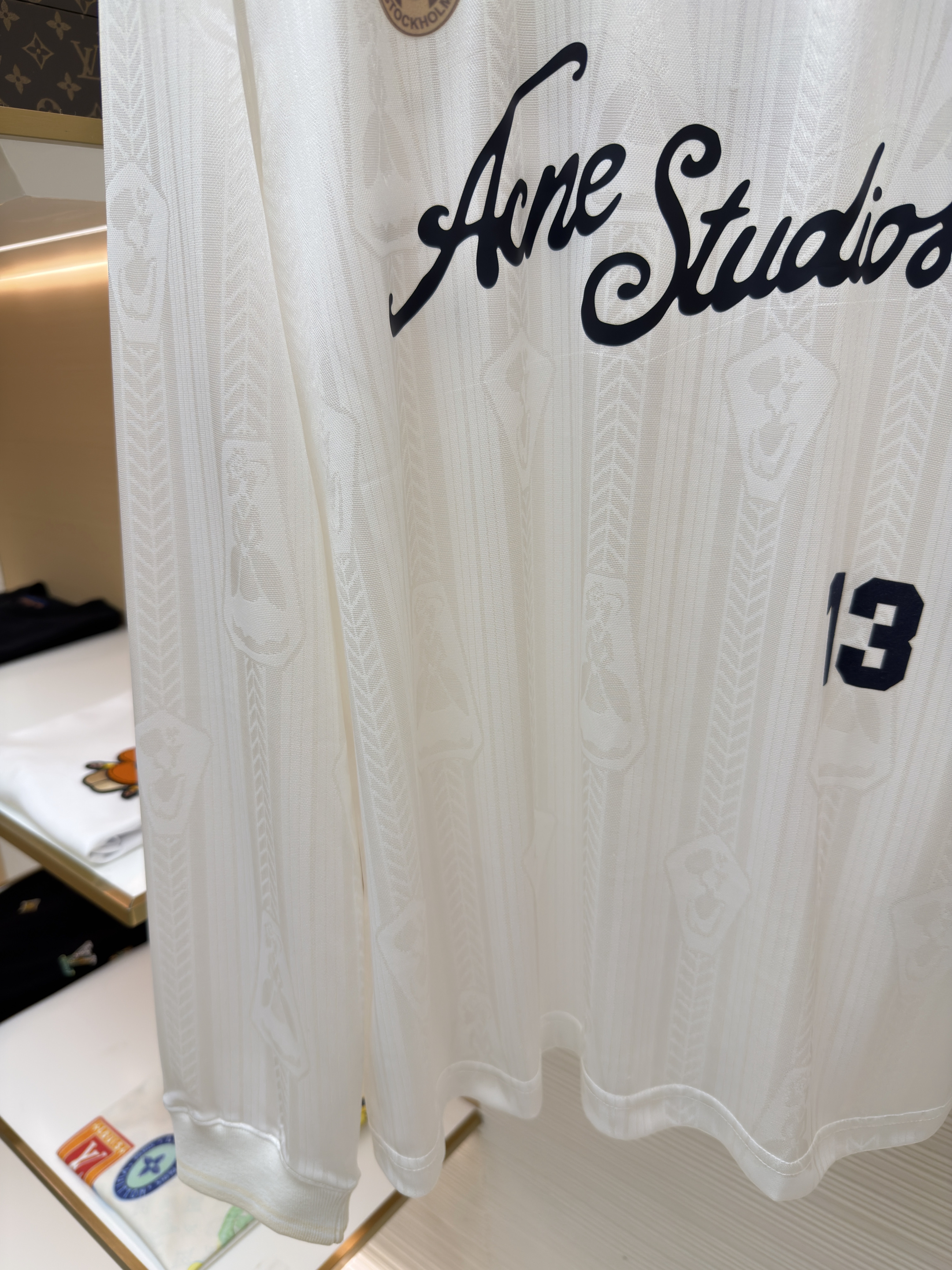 Acne Studios 足球服提花面料徽标长袖T恤 蓝色 白色 A7 BL0437-100