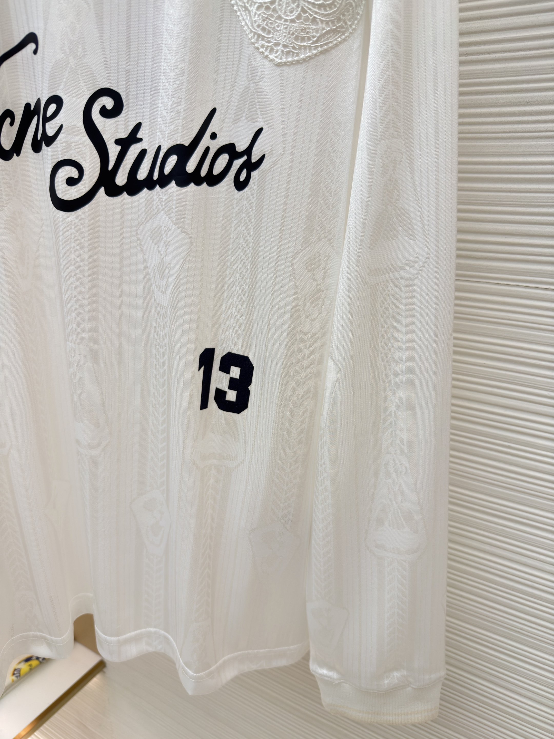 Acne Studios 足球服提花面料徽标长袖T恤 蓝色 白色 A7 BL0437-100