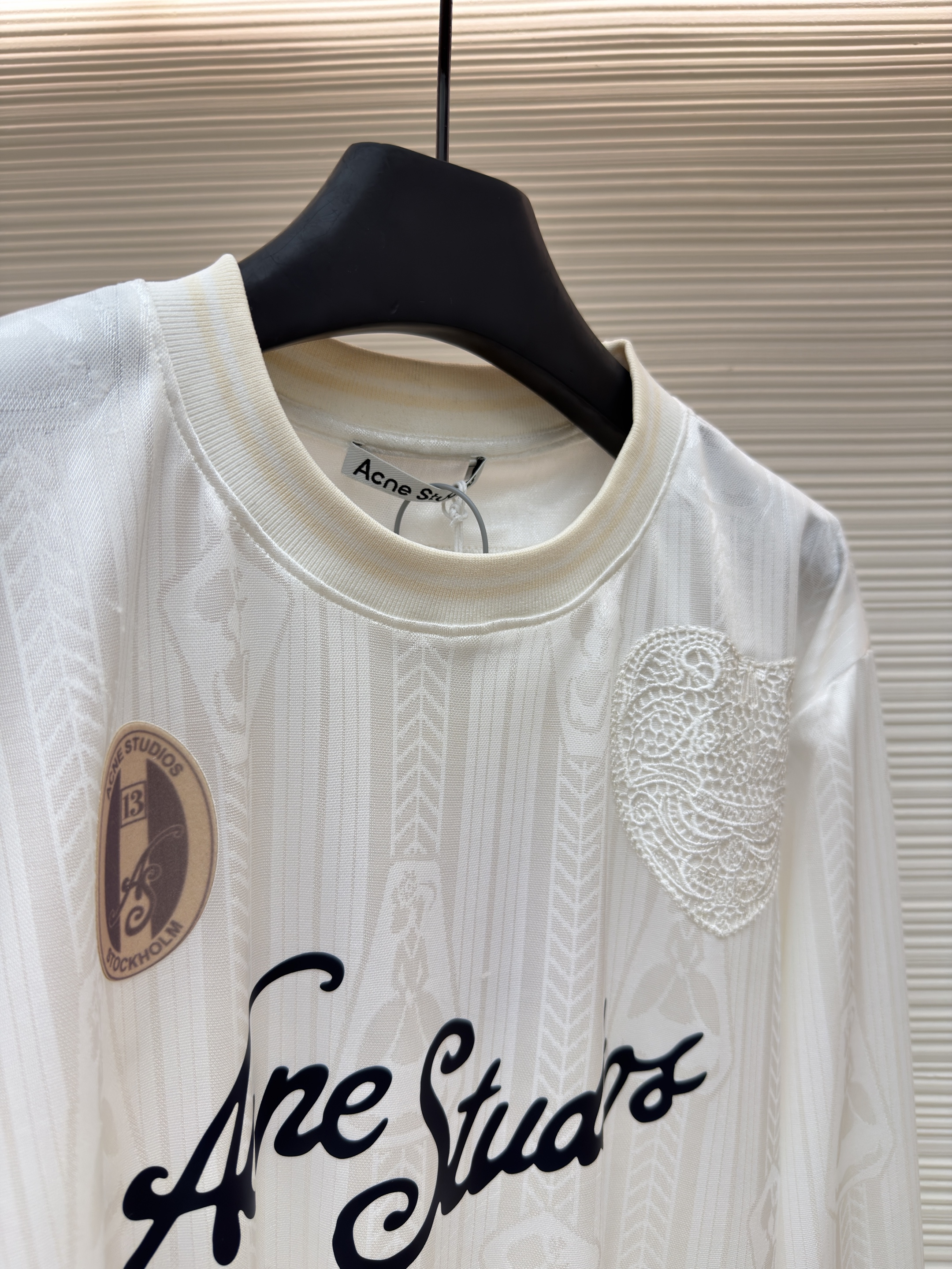 Acne Studios 足球服提花面料徽标长袖T恤 蓝色 白色 A7 BL0437-100