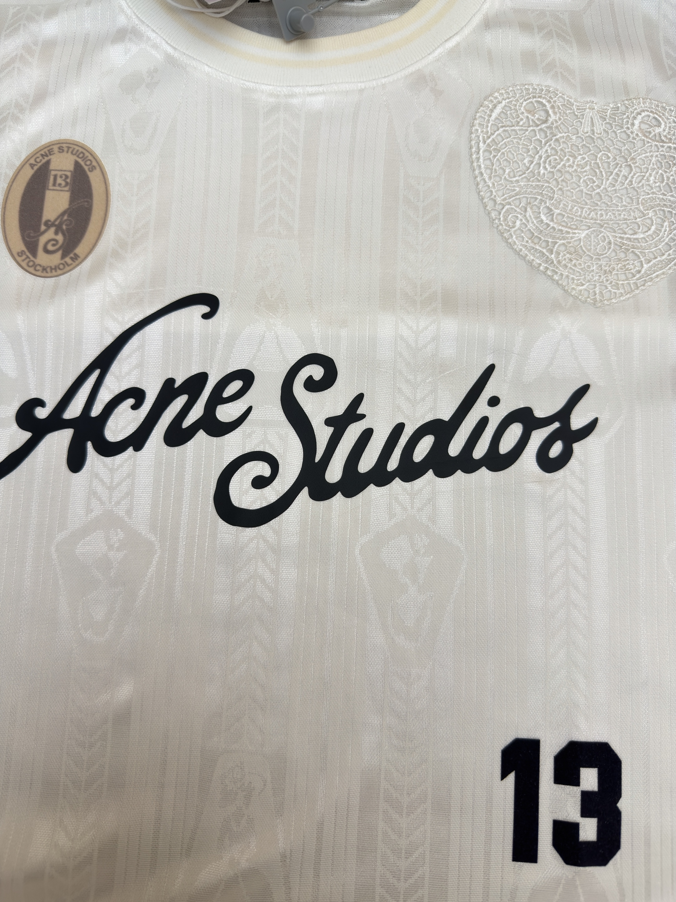 Acne Studios 足球服提花面料徽标长袖T恤 蓝色 白色 A7 BL0437-100