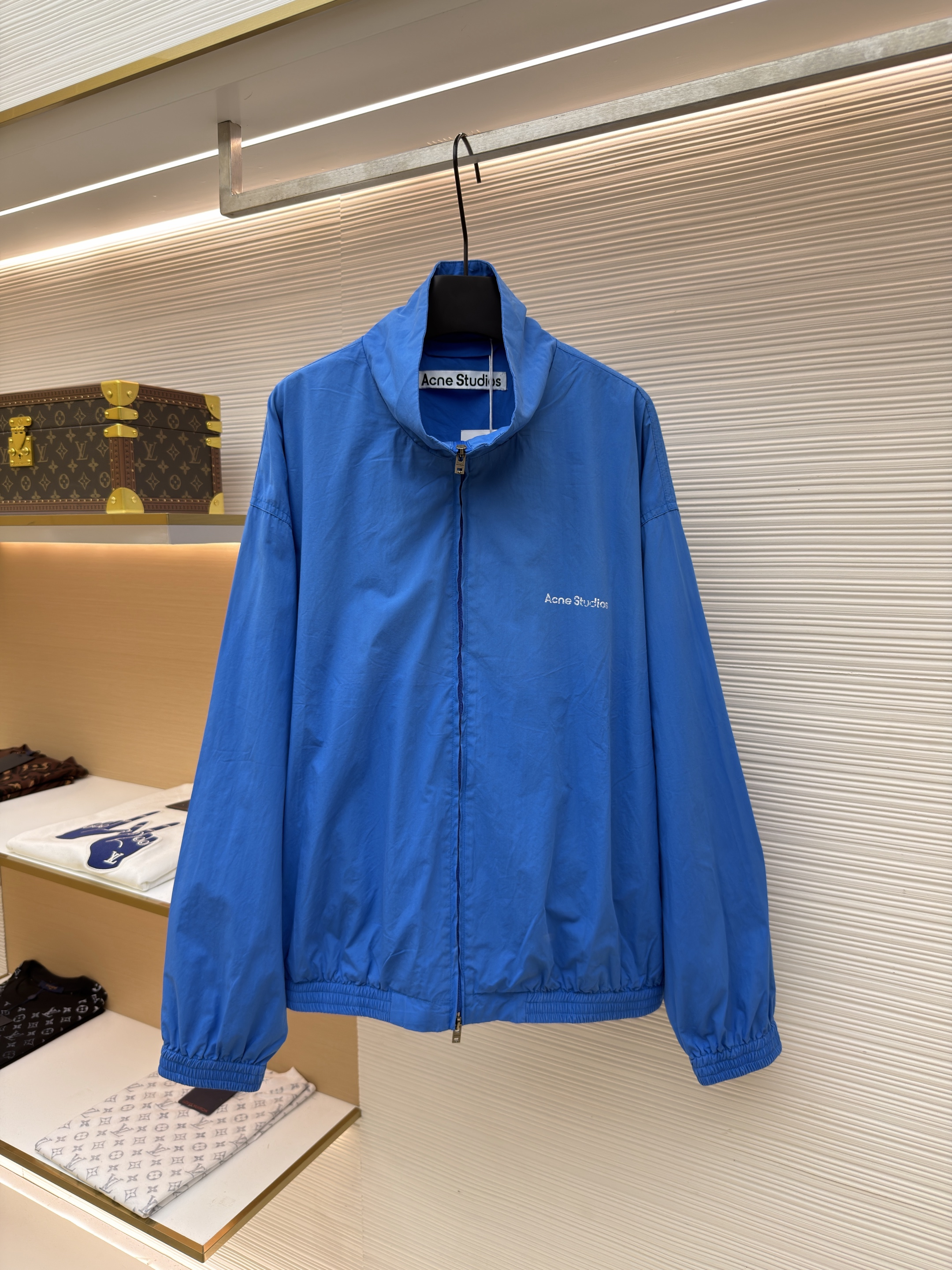 Acne Studios 徽标印花拉链立领夹克 外套 秋冬 长袖 蓝色 B2