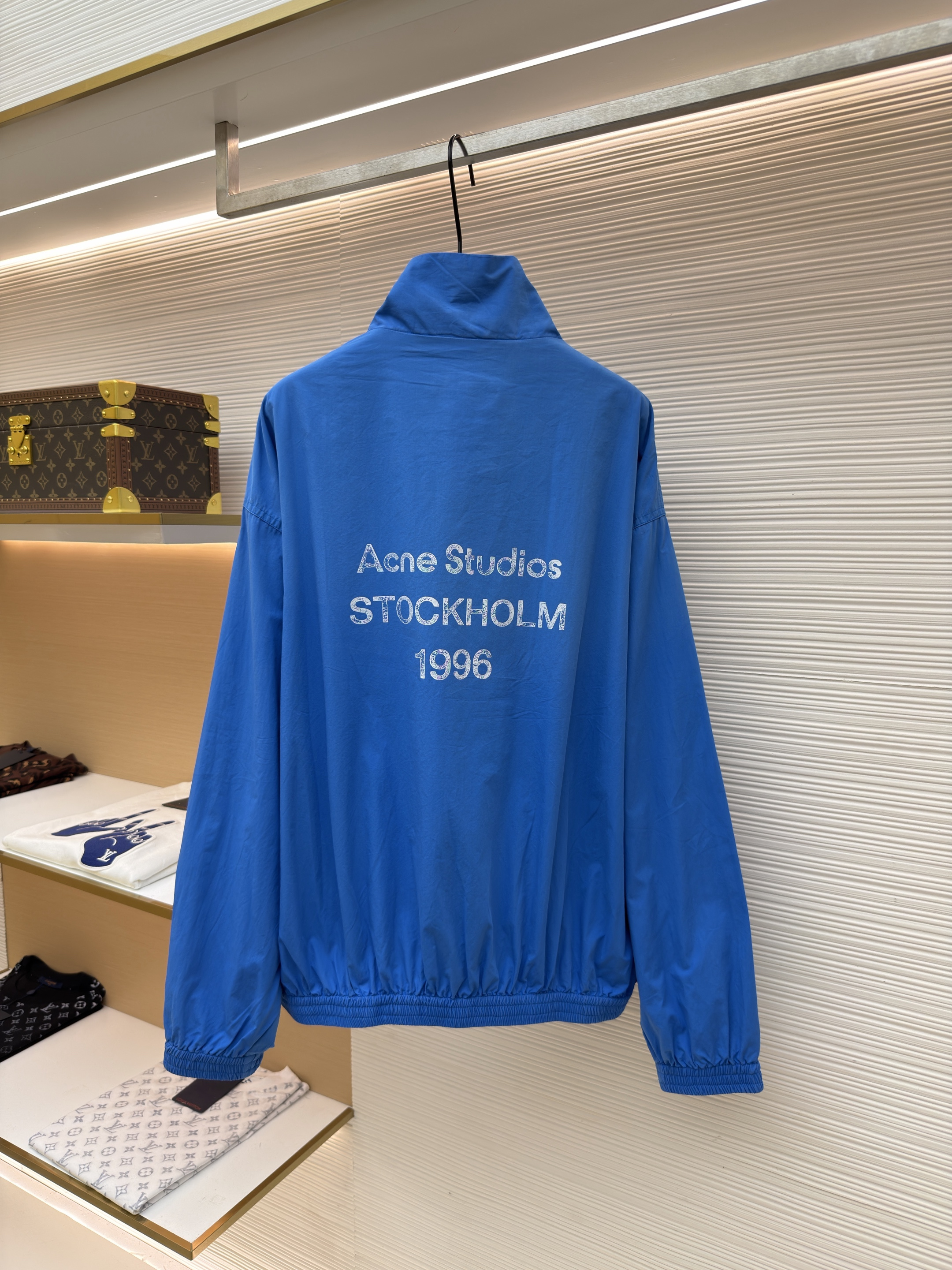 Acne Studios 徽标印花拉链立领夹克 外套 秋冬 长袖 蓝色 B2