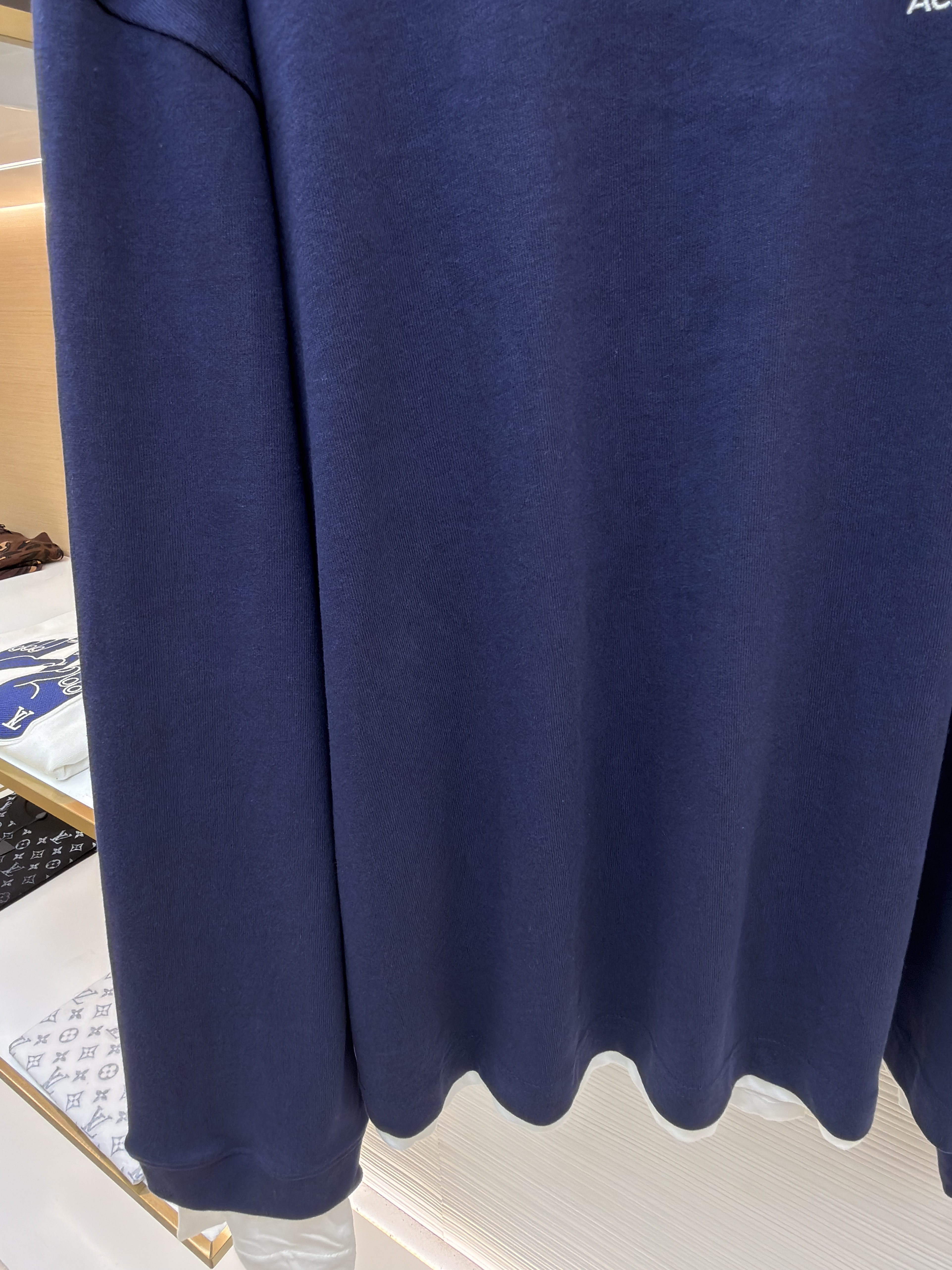 Acne Studios 假两件白边圆领T恤 打底衫 卫衣 长袖 藏蓝色 B0