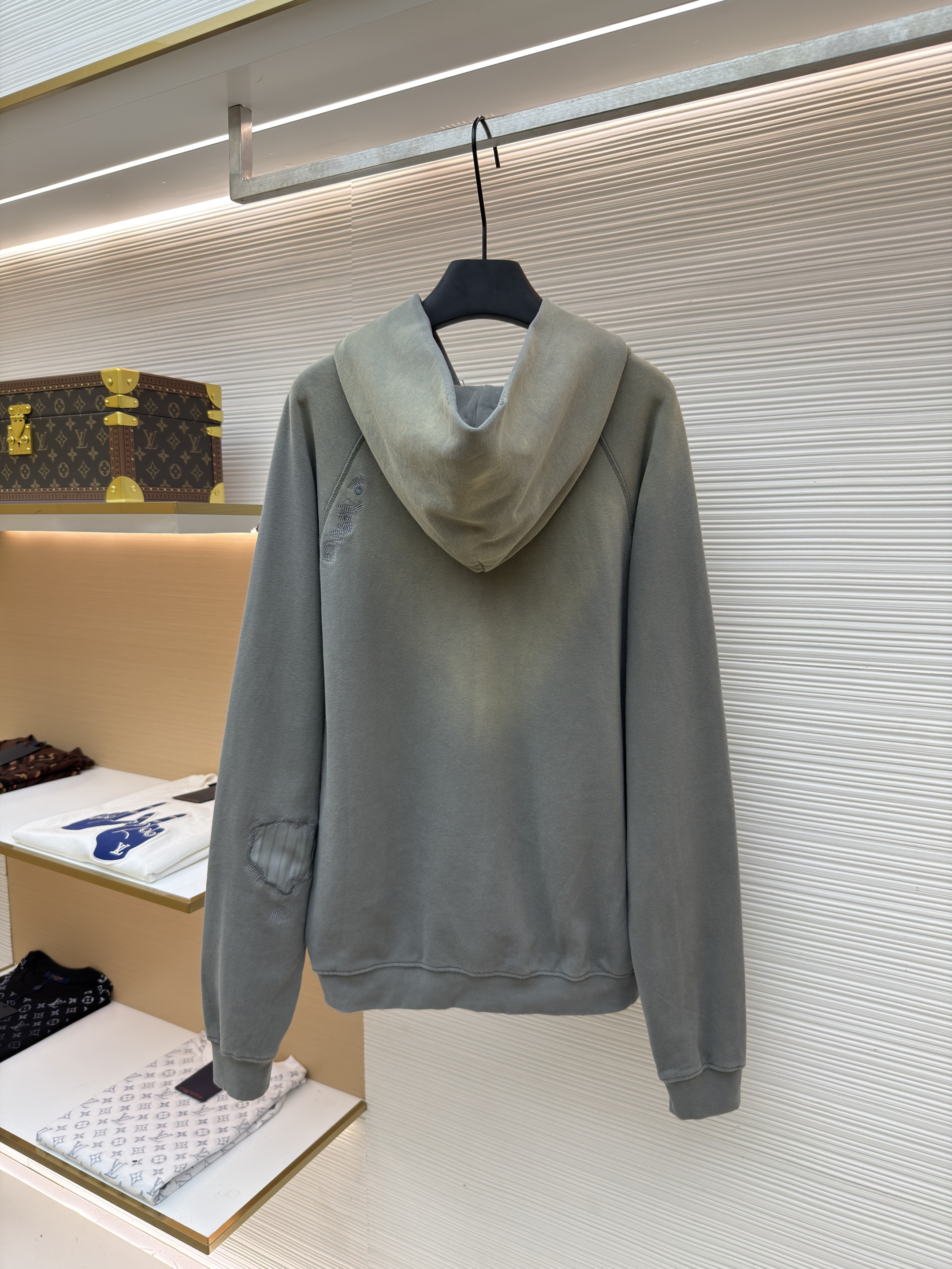 Acne Studios 喷绘做旧徽标拉链连帽卫衣 外套 长袖 绿色 B0