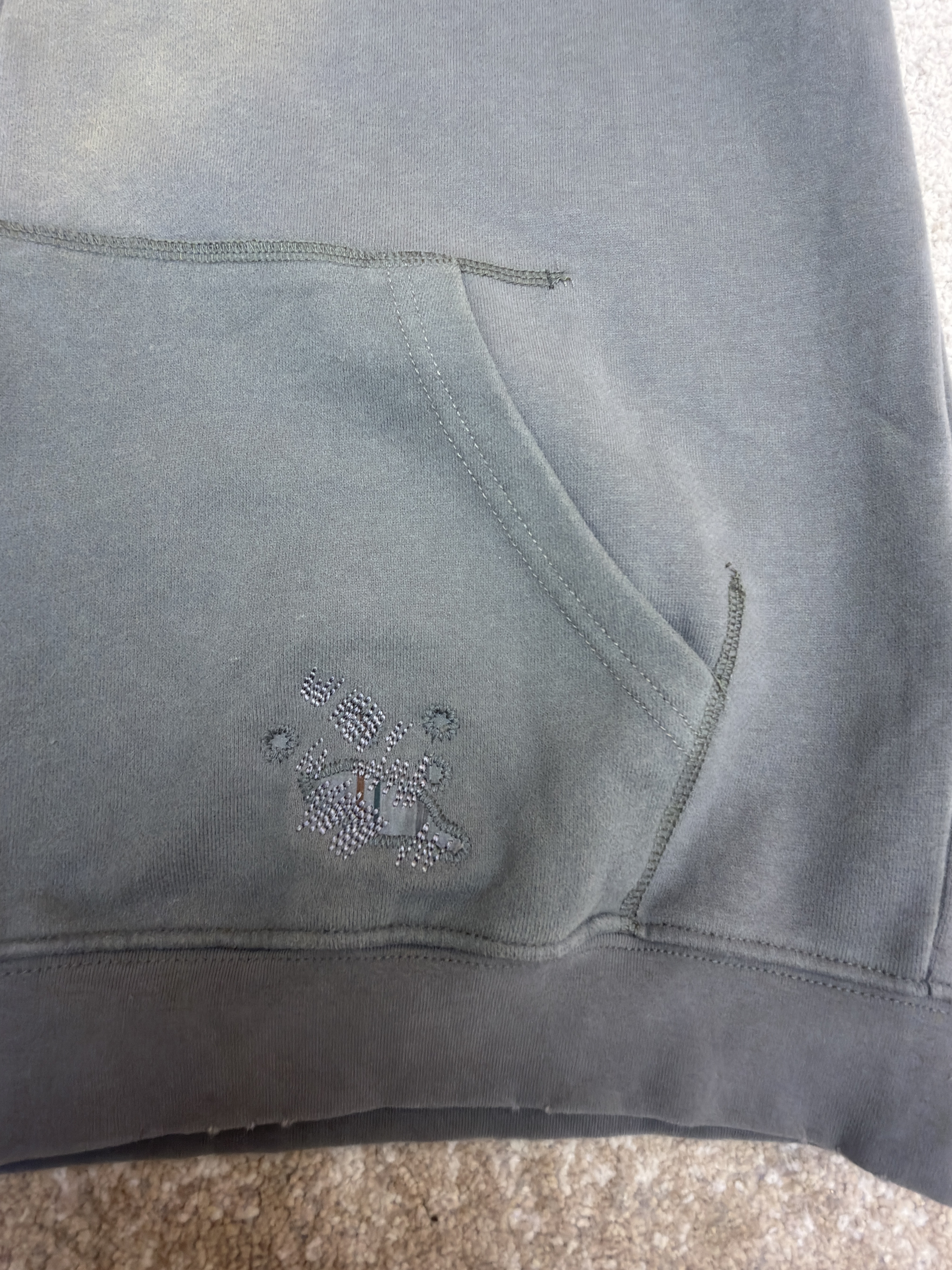 Acne Studios 喷绘做旧徽标拉链连帽卫衣 外套 长袖 绿色 B0