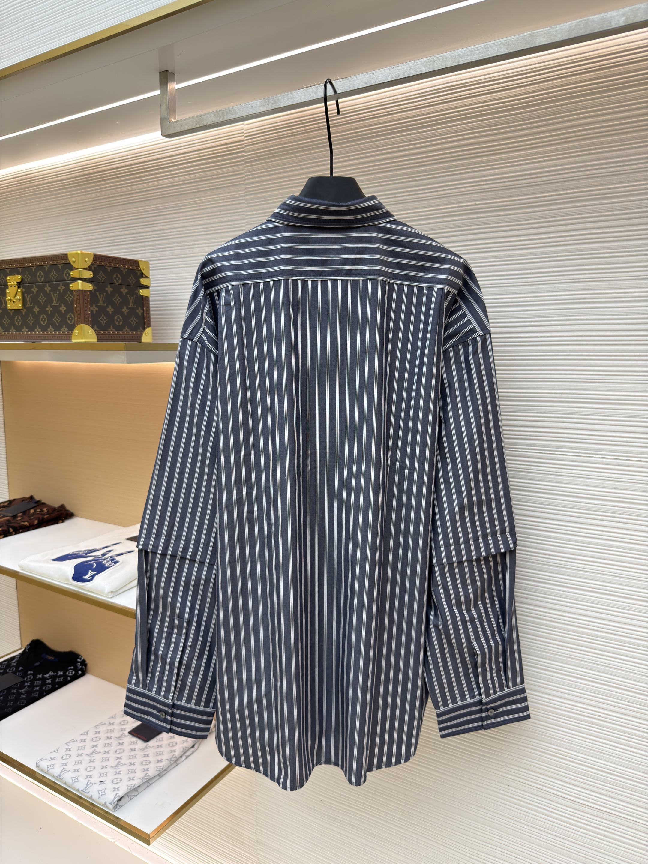 Acne Studios 徽标双袖条纹衬衫 外套 长袖 灰色 B0