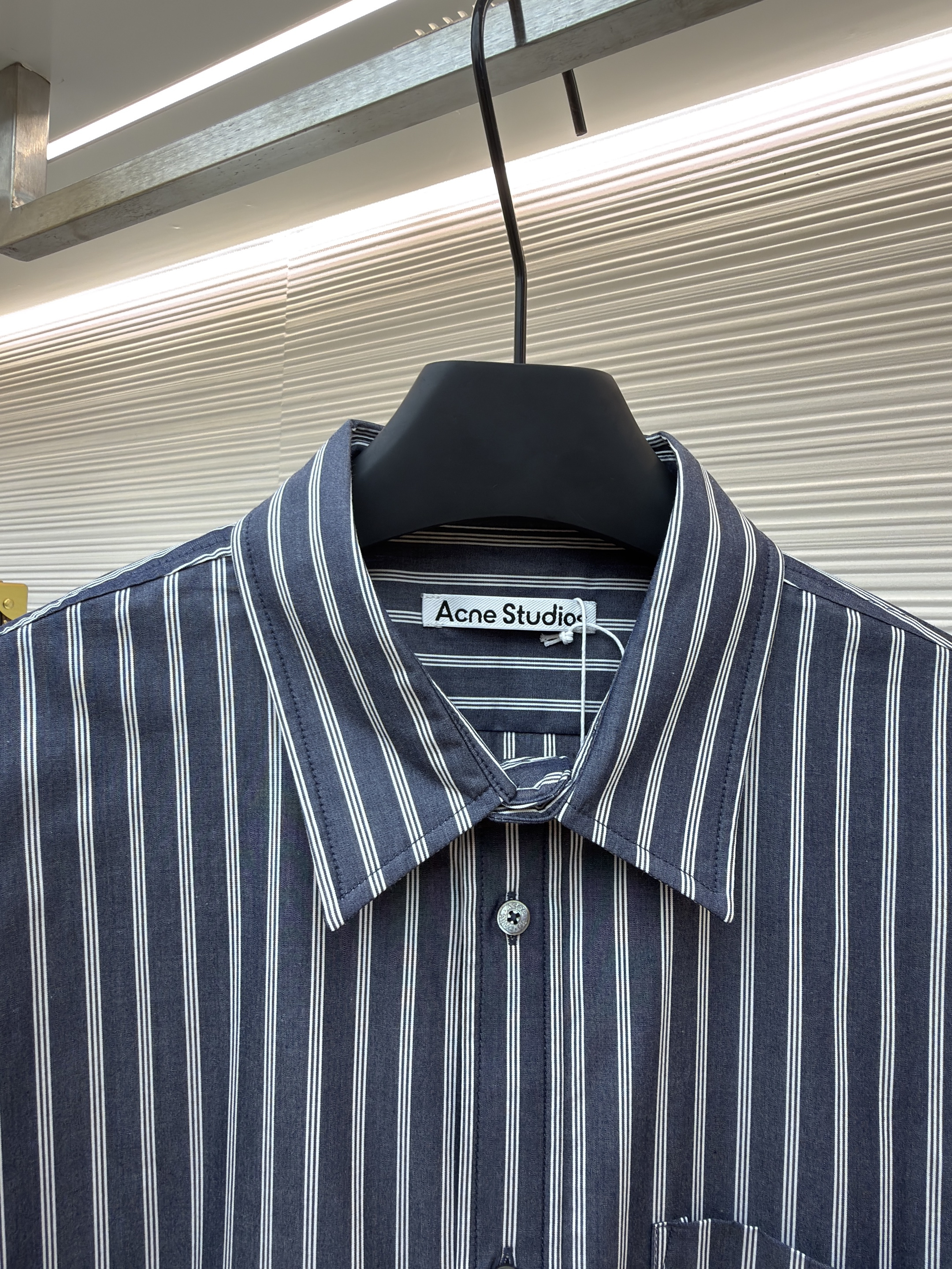 Acne Studios 徽标双袖条纹衬衫 外套 长袖 灰色 B0