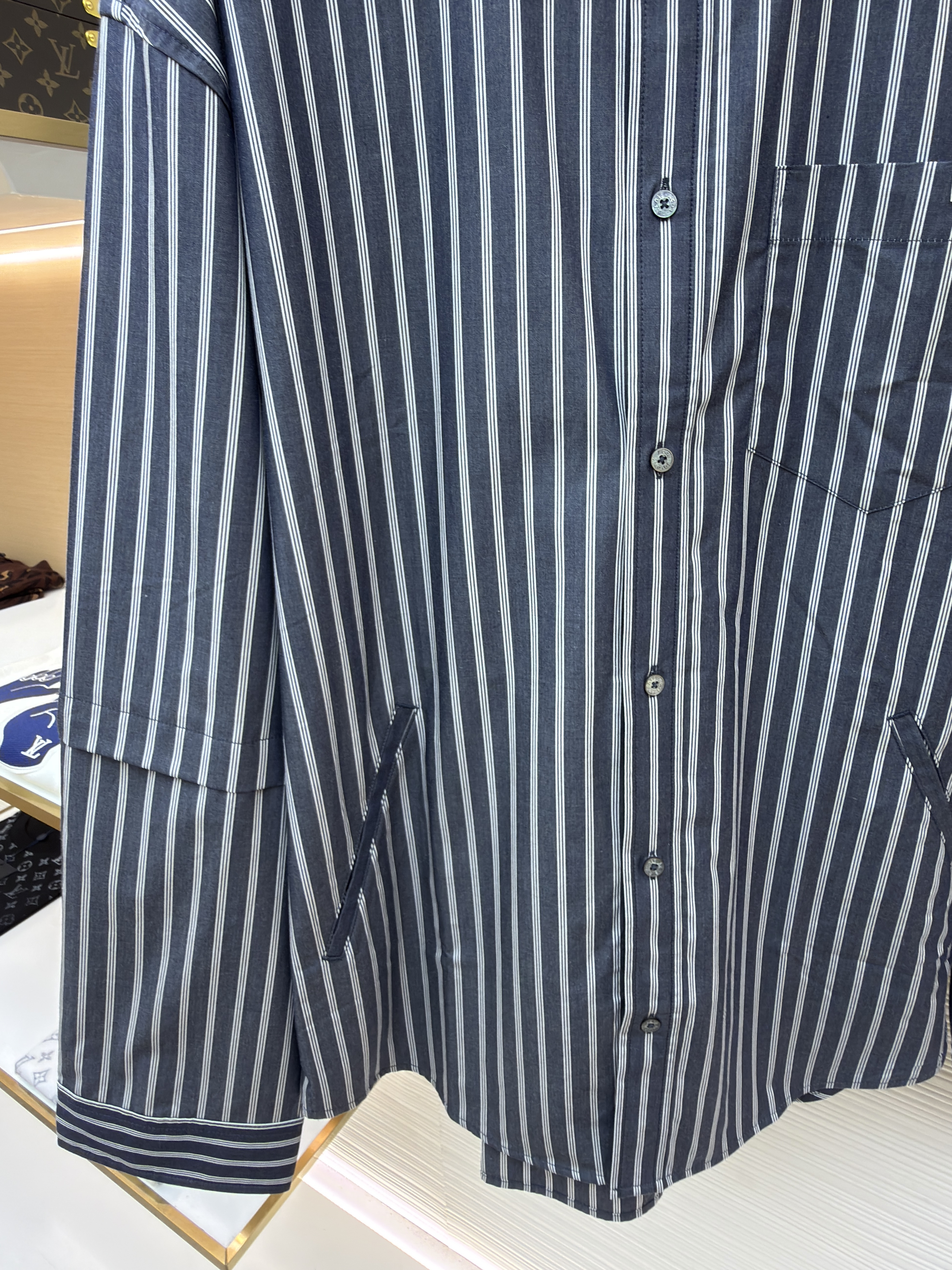 Acne Studios 徽标双袖条纹衬衫 外套 长袖 灰色 B0