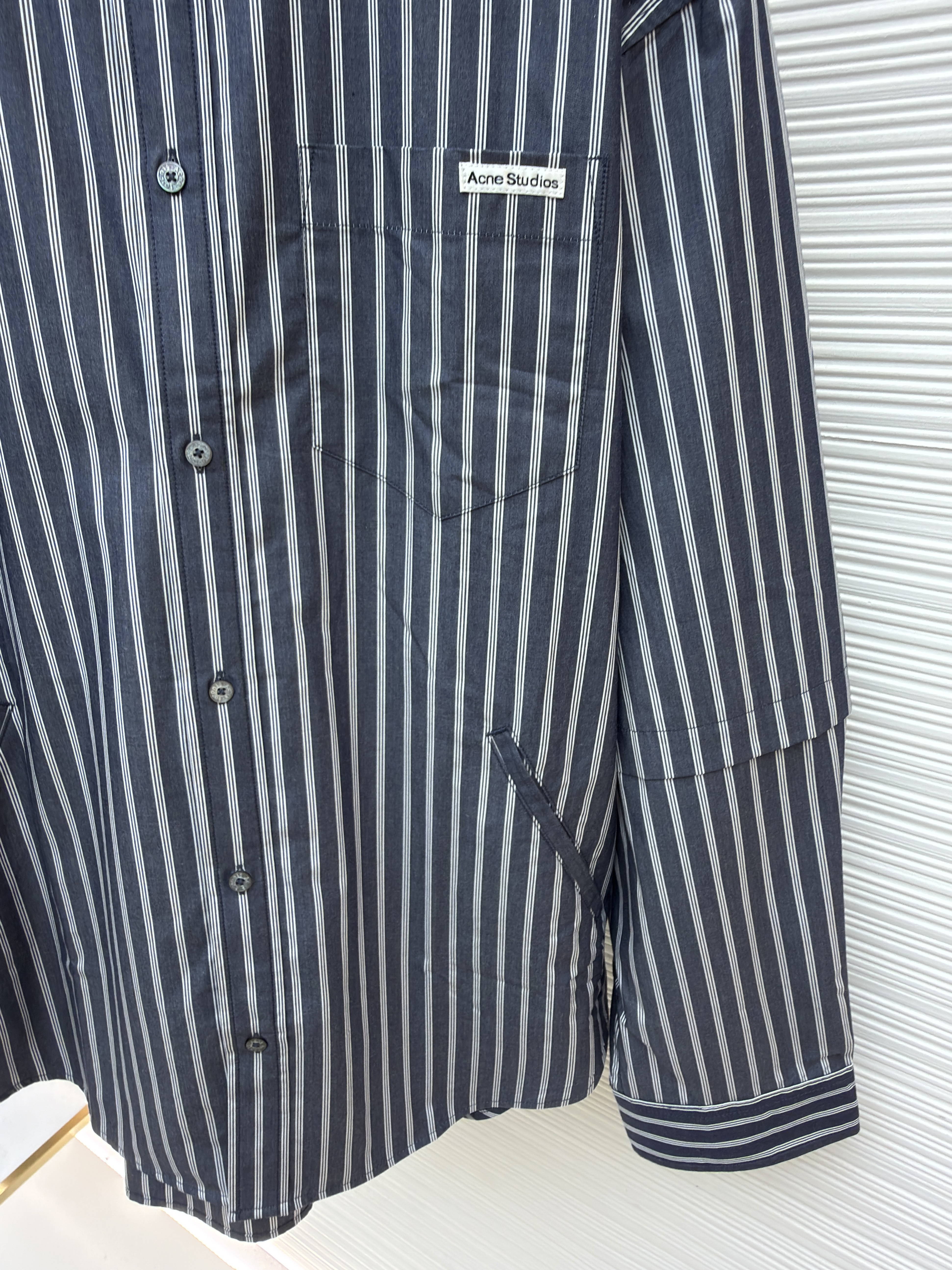 Acne Studios 徽标双袖条纹衬衫 外套 长袖 灰色 B0