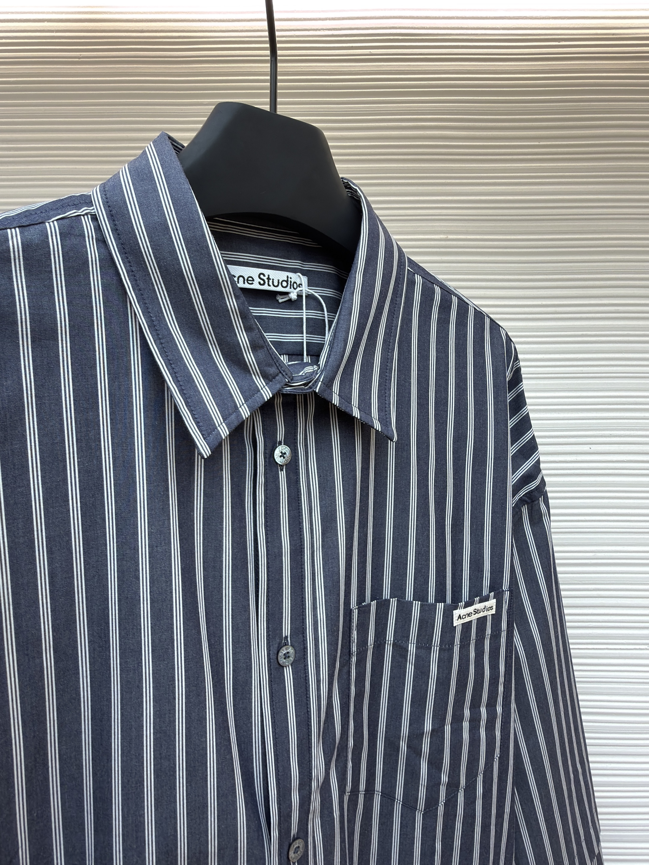 Acne Studios 徽标双袖条纹衬衫 外套 长袖 灰色 B0