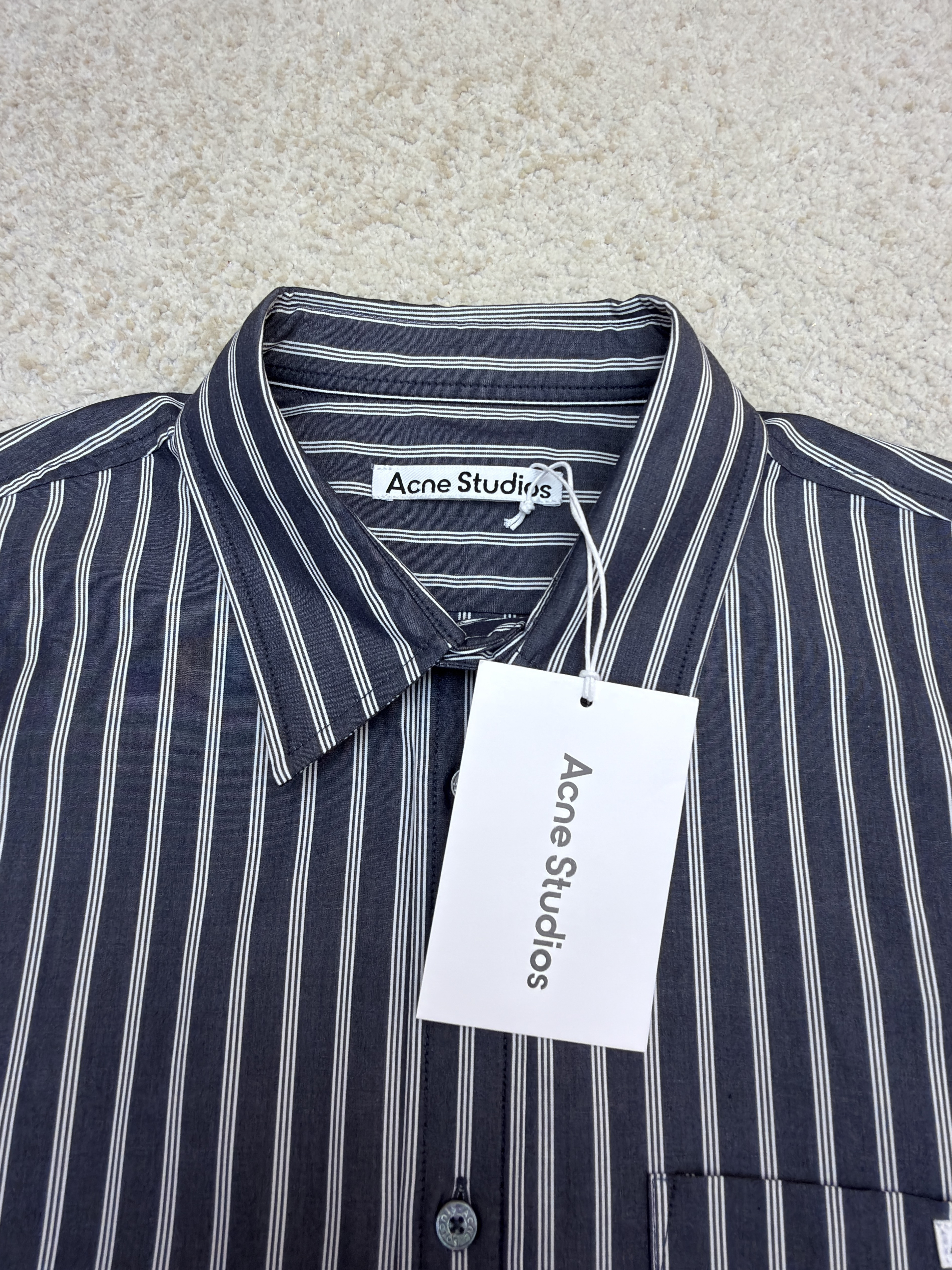 Acne Studios 徽标双袖条纹衬衫 外套 长袖 灰色 B0