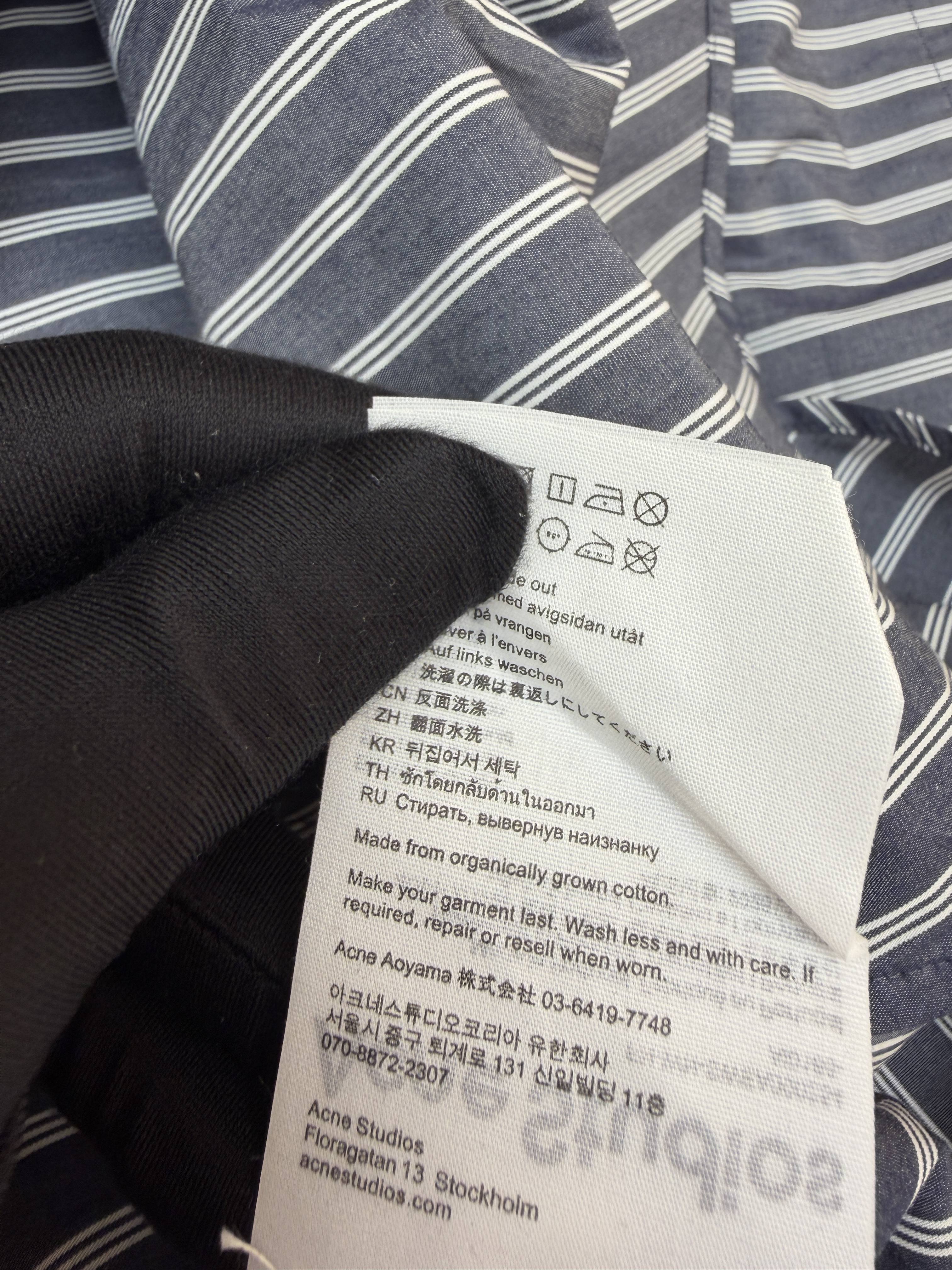 Acne Studios 徽标双袖条纹衬衫 外套 长袖 灰色 B0