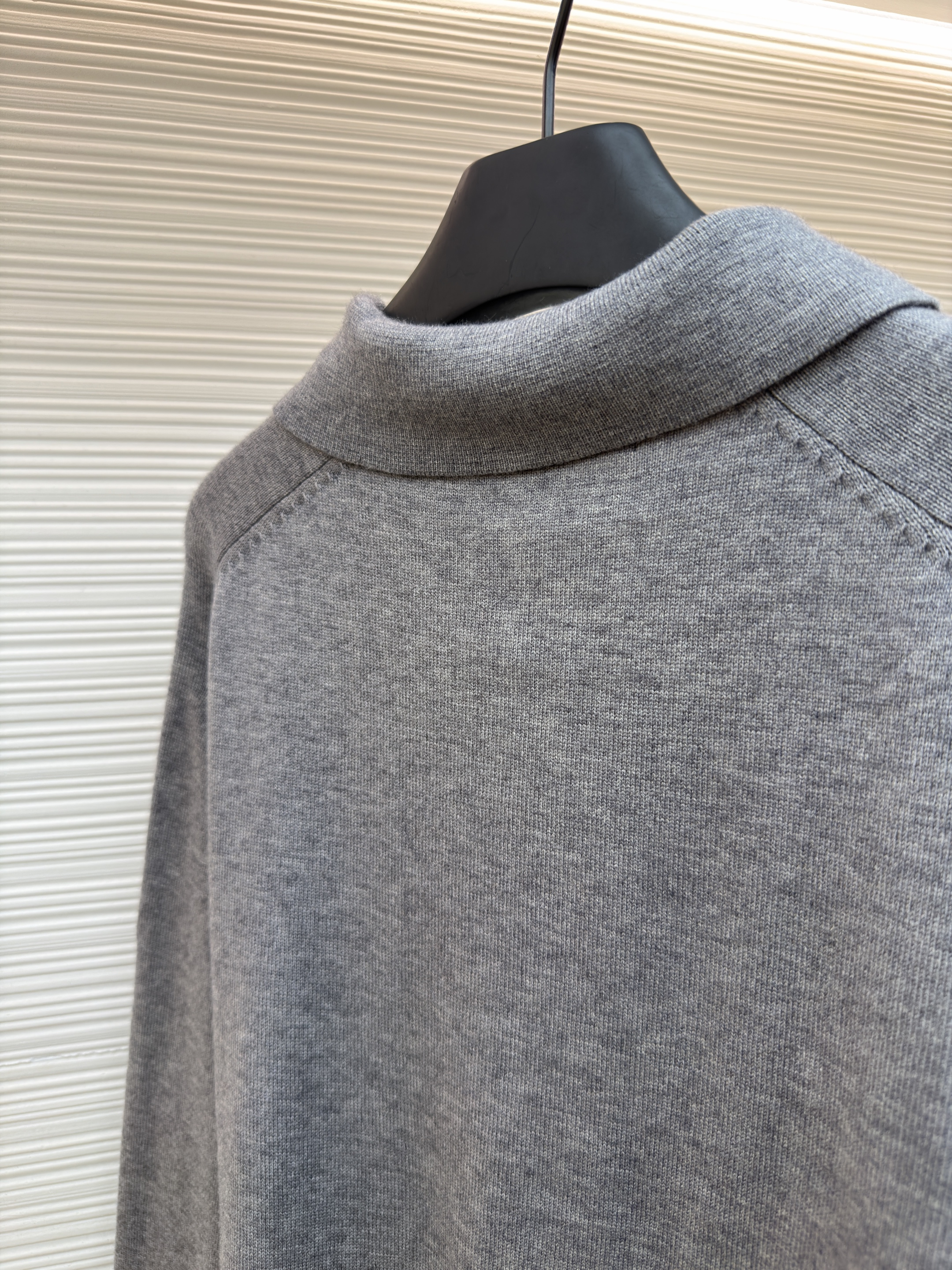 Acne Studios 徽标刺绣针织Polo衫 毛衣 针织衫 长袖 灰色 A7