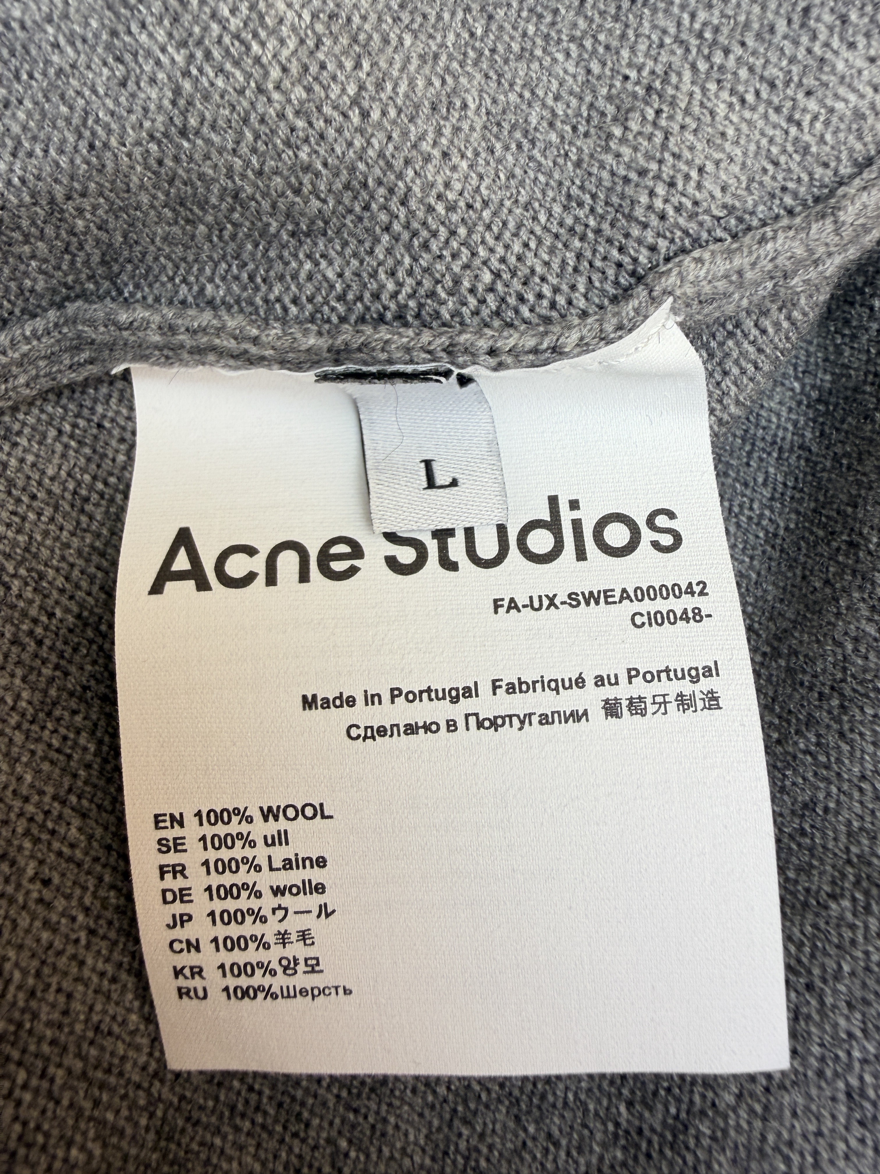 Acne Studios 徽标刺绣针织Polo衫 毛衣 针织衫 长袖 灰色 A7