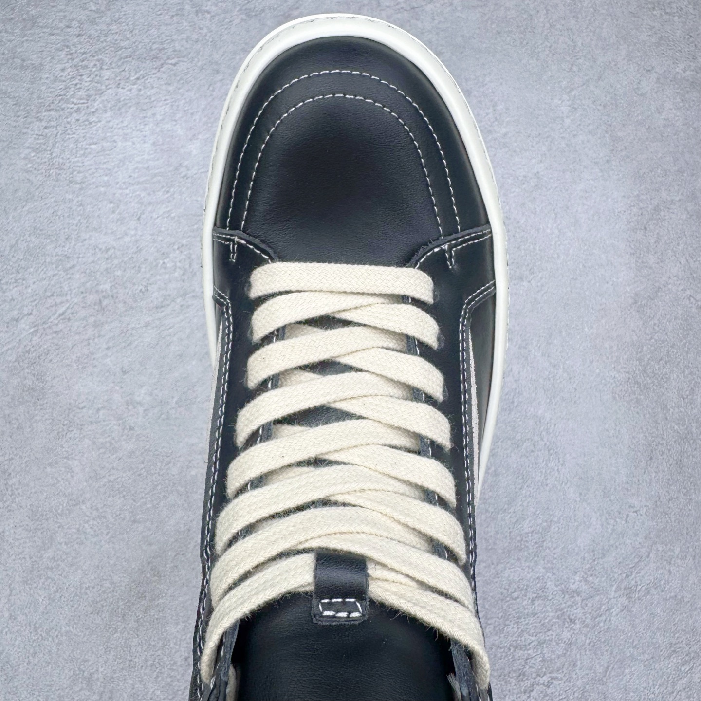 RICK OWENS RO 圆头 高筒  板鞋 休闲鞋 波鞋 男鞋    小牛皮 光滑皮 黑色RU02D6896LCOLVS-911