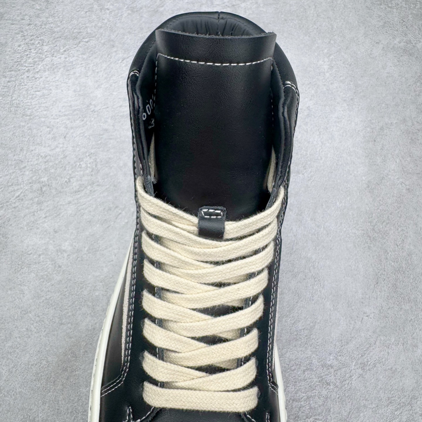 RICK OWENS RO 圆头 高筒  板鞋 休闲鞋 波鞋 男鞋    小牛皮 光滑皮 黑色RU02D6896LCOLVS-911