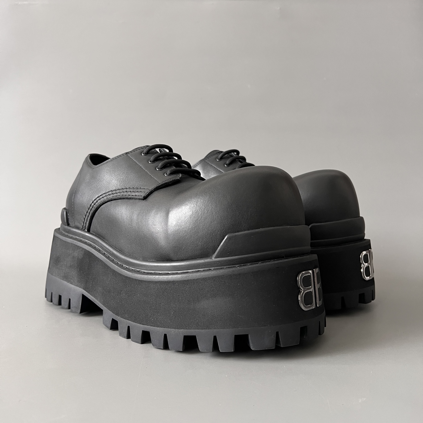 Balenciaga  巴黎世家  Combat strike  牛皮  双B  德比鞋   厚底 黑色 C0- 