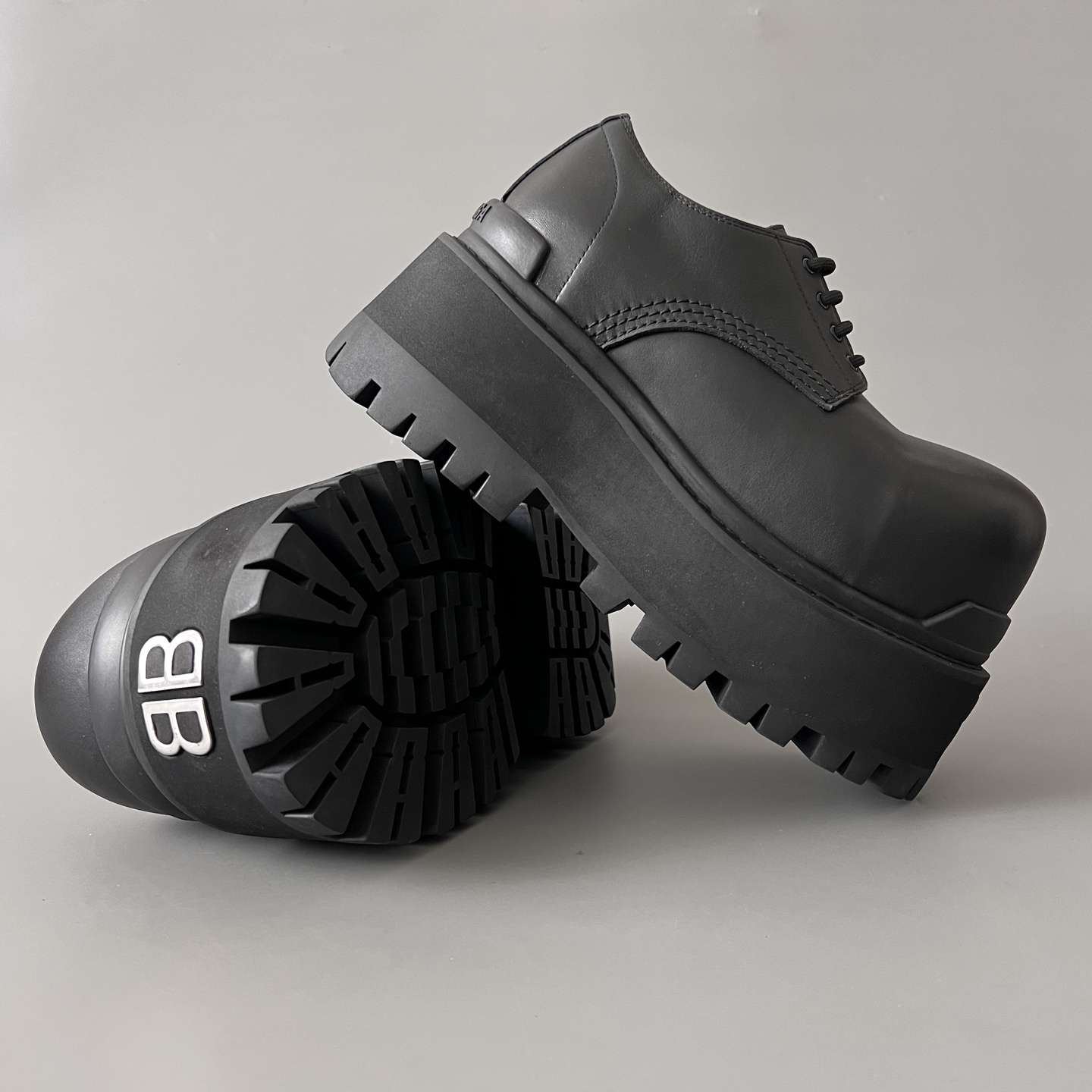 Balenciaga  巴黎世家  Combat strike  牛皮  双B  德比鞋   厚底 黑色 C0- 