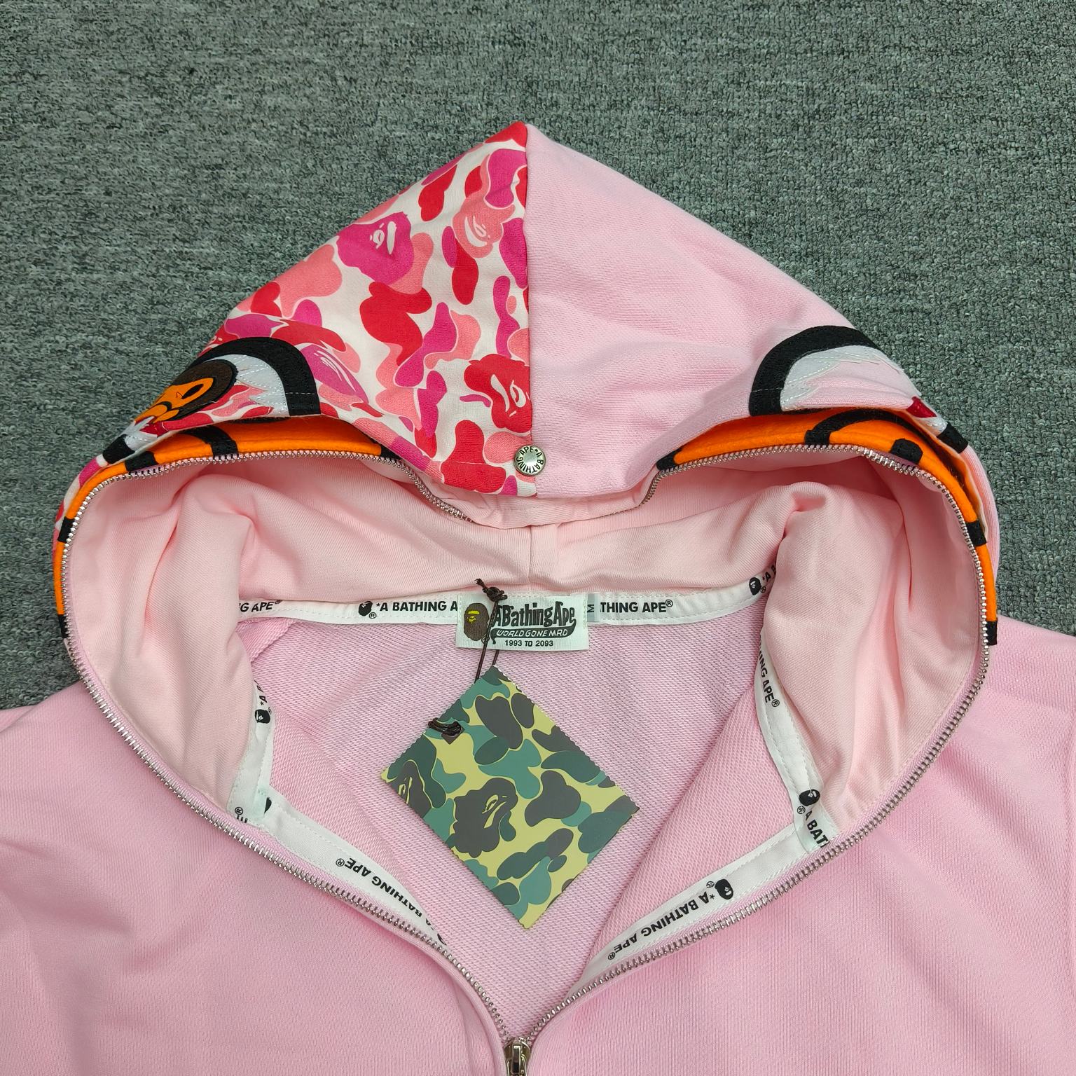 A BATHING APE BAPE milo 卡通小猴 拉链外套  男女同款 粉色 双帽