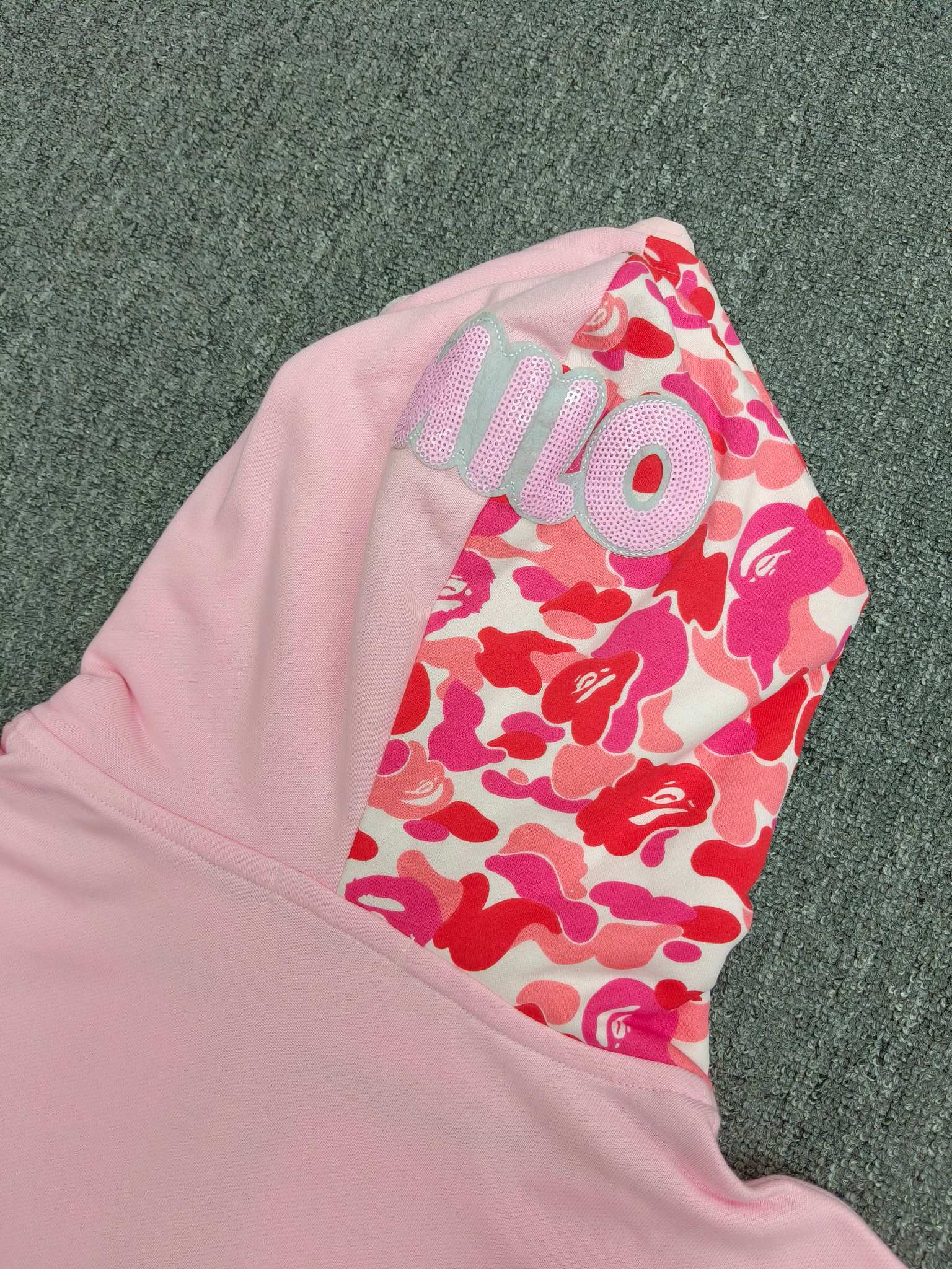 A BATHING APE BAPE milo 卡通小猴 拉链外套  男女同款 粉色 双帽