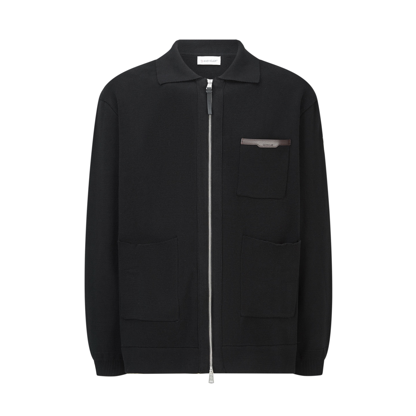 Moncler 蒙口 皮革口袋标识拉链针织外套 针织衫 长袖 秋冬 藏蓝色 黑色 灰色 B5